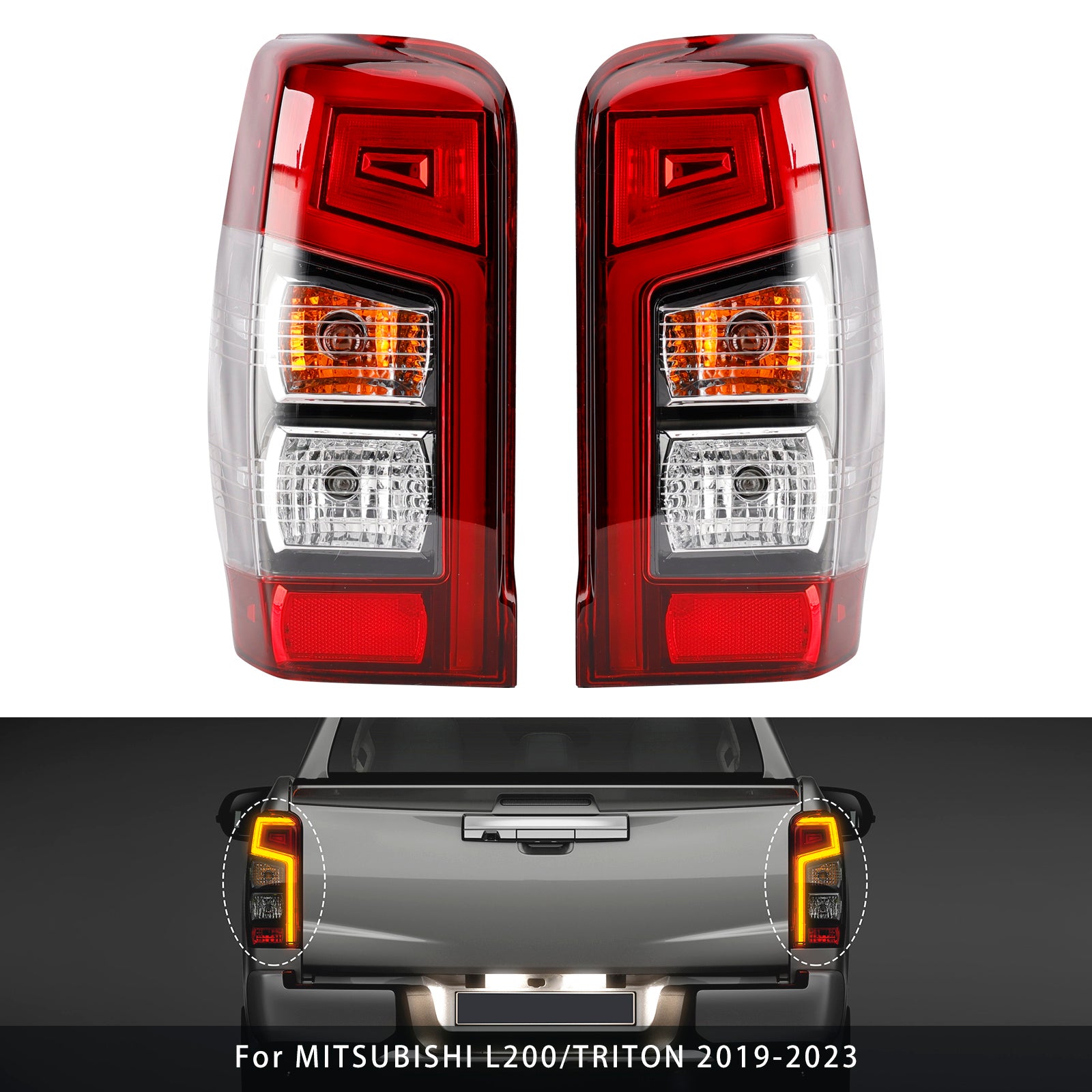 Pair Rear Stop Brake Tail Light Lamp For Mitsubishi Triton L200 2019-2023
