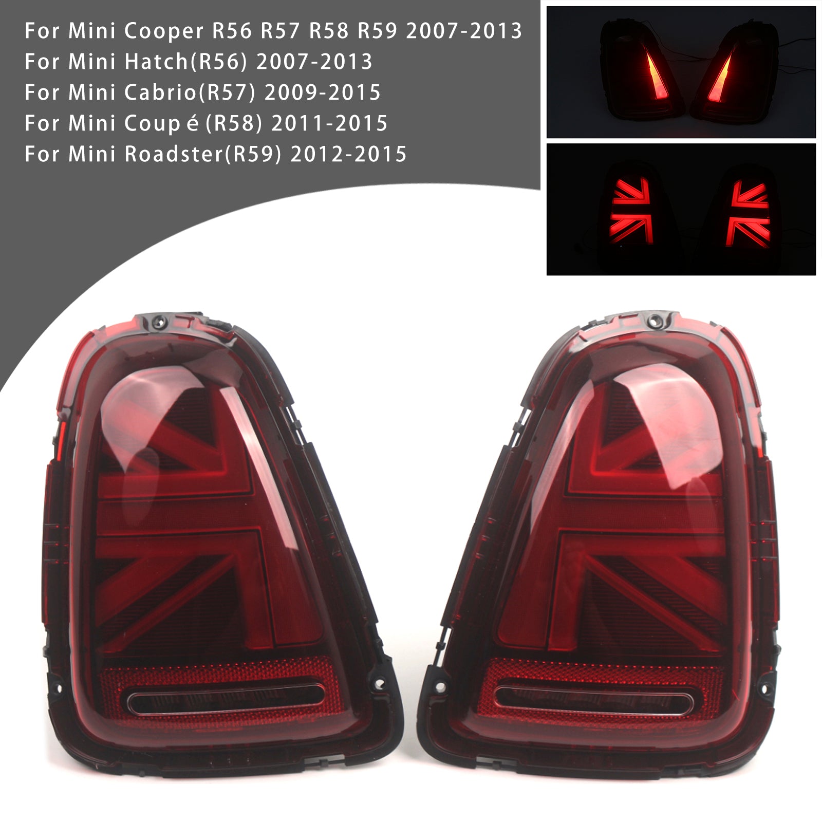 L&R LED Tail lights Lamps For BMW Mini R56 R57 R58 R59 Cooper S 2007-2015 RED