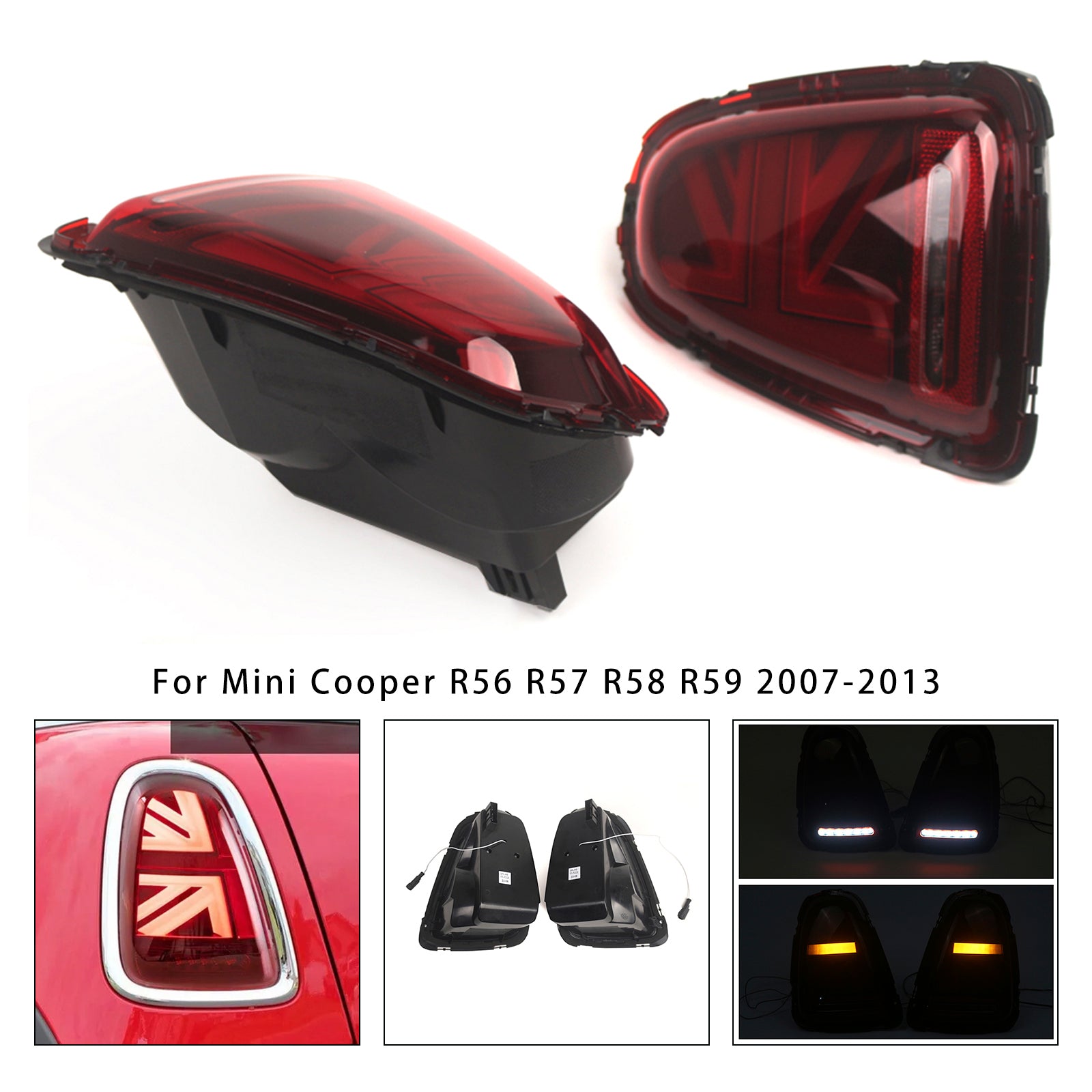 L&R LED Tail lights Lamps For BMW Mini R56 R57 R58 R59 Cooper S 2007-2015 RED