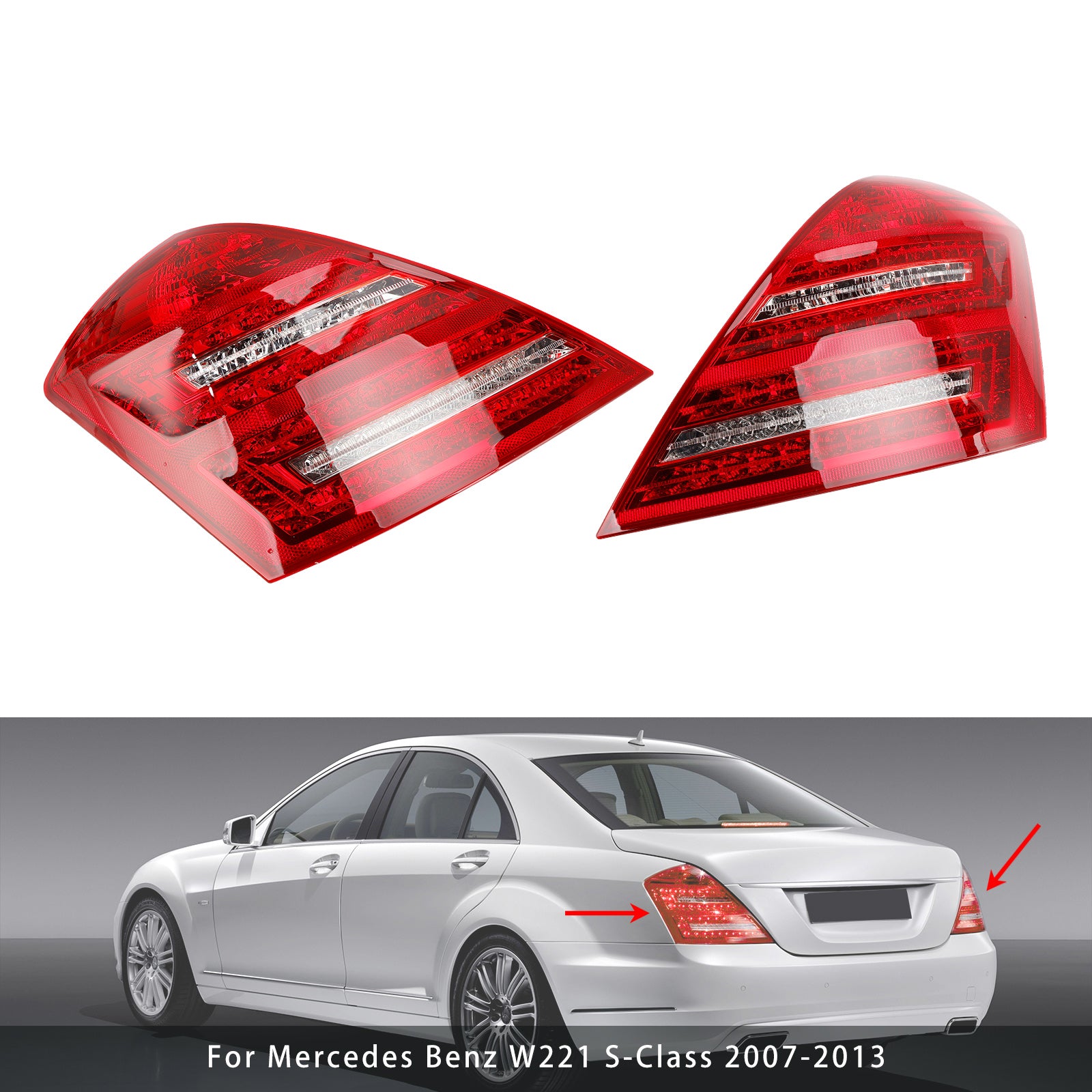 2007-2013 Mercedes Benz W221 S-Class Left+Right LED Tail Light Lamp 2218201364 464