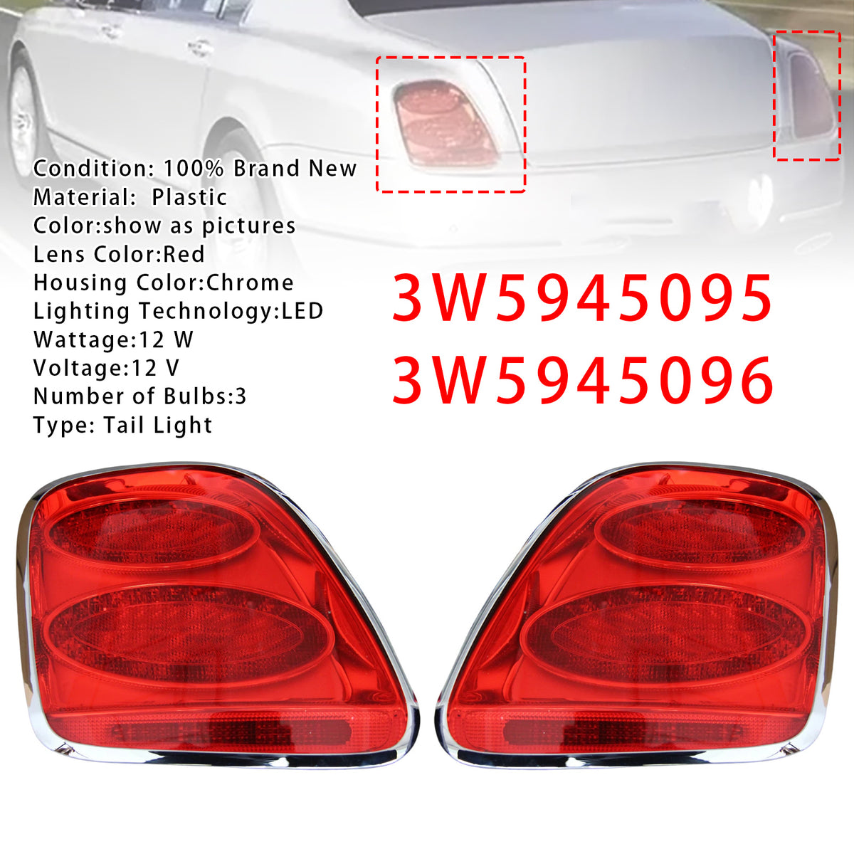 Left+Right Tail Light For Bentley Continental Flying Spur 2009-2012
