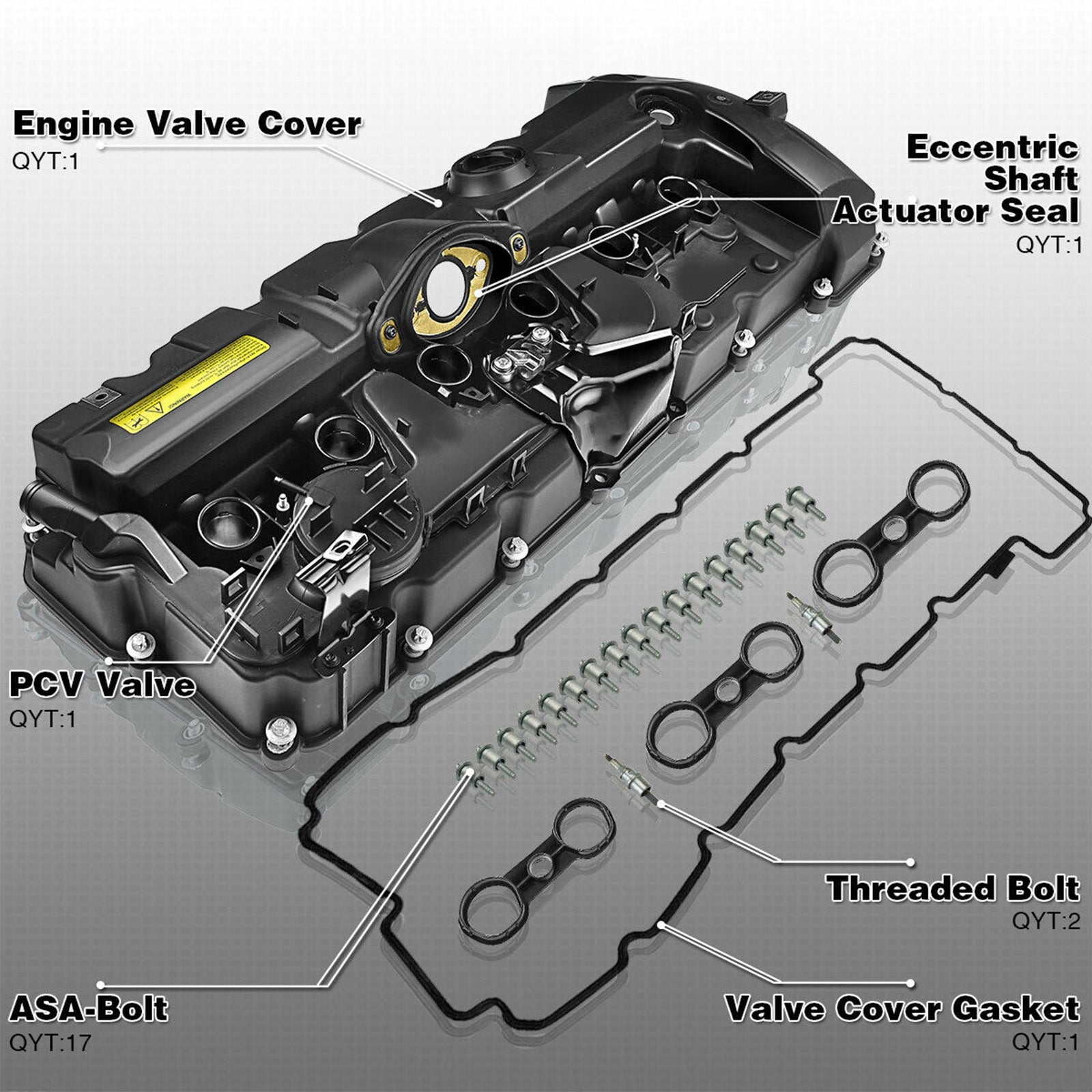 11127552281 URO011833 264-935 Valve Cover w/ Gasket Bolts BMW 528xi 2008 L6 3.0L