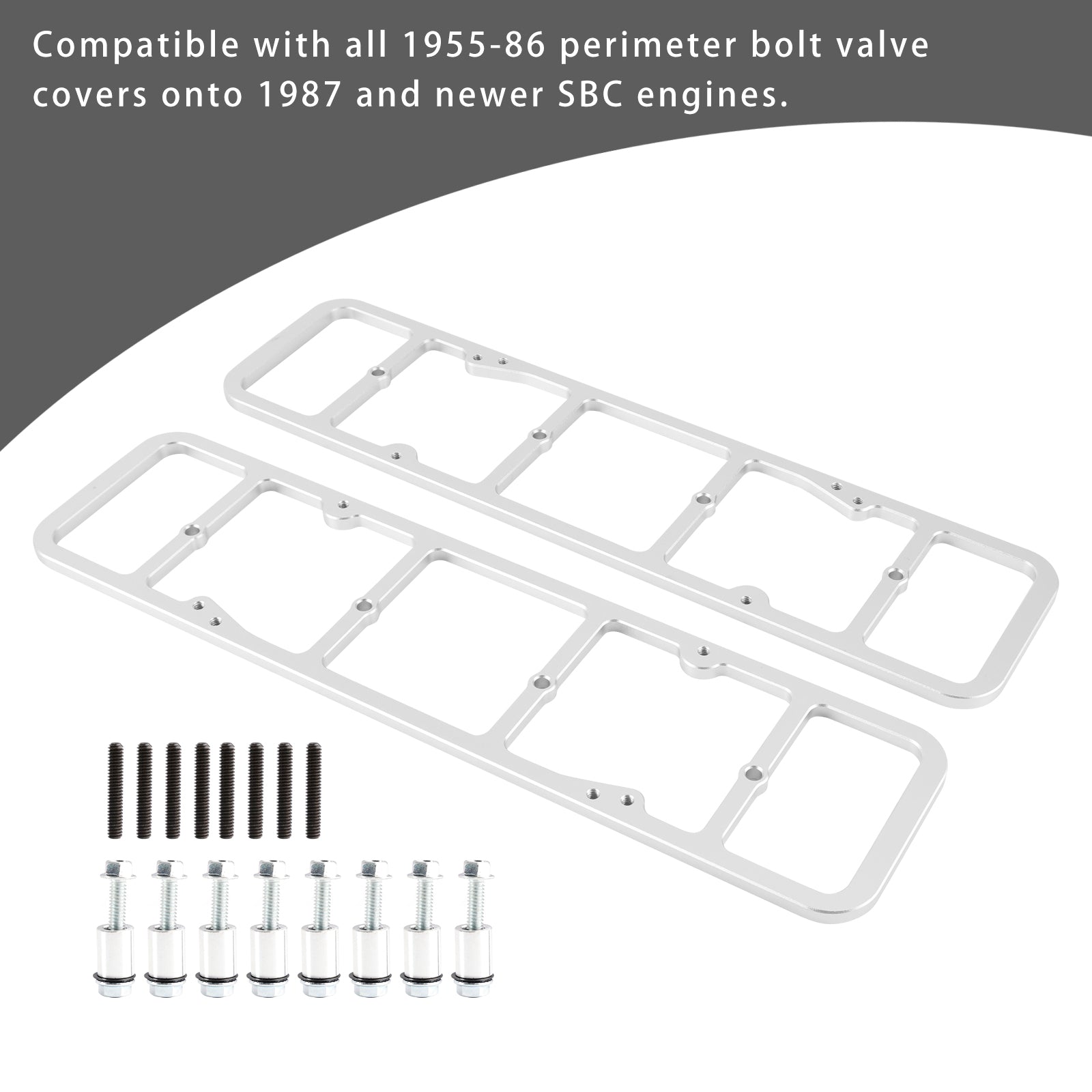 Valve Cover Adapter Compatible with all 1955-1986 perimeter bolt valve covers onto 1987 and newer SBC engines 551542