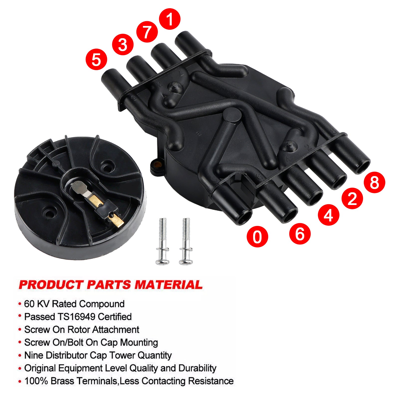 Distributor Cap and Rotor Kit 10452459 For Chevy K1500 GMC 5.7L Vortec