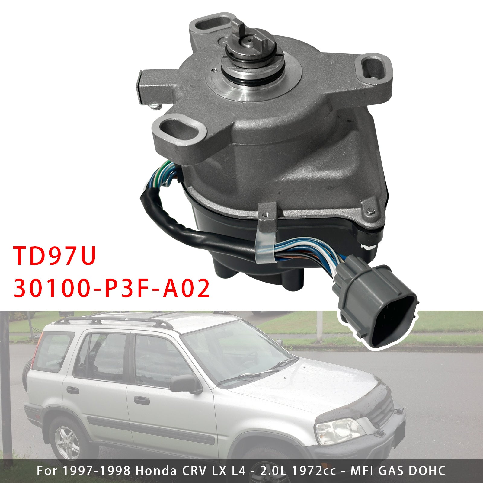 1998 Honda CRV EX L4 2.0L 1972cc MFI GAS DOHC Ignition Distributor TD97U 30100-P3F-A02