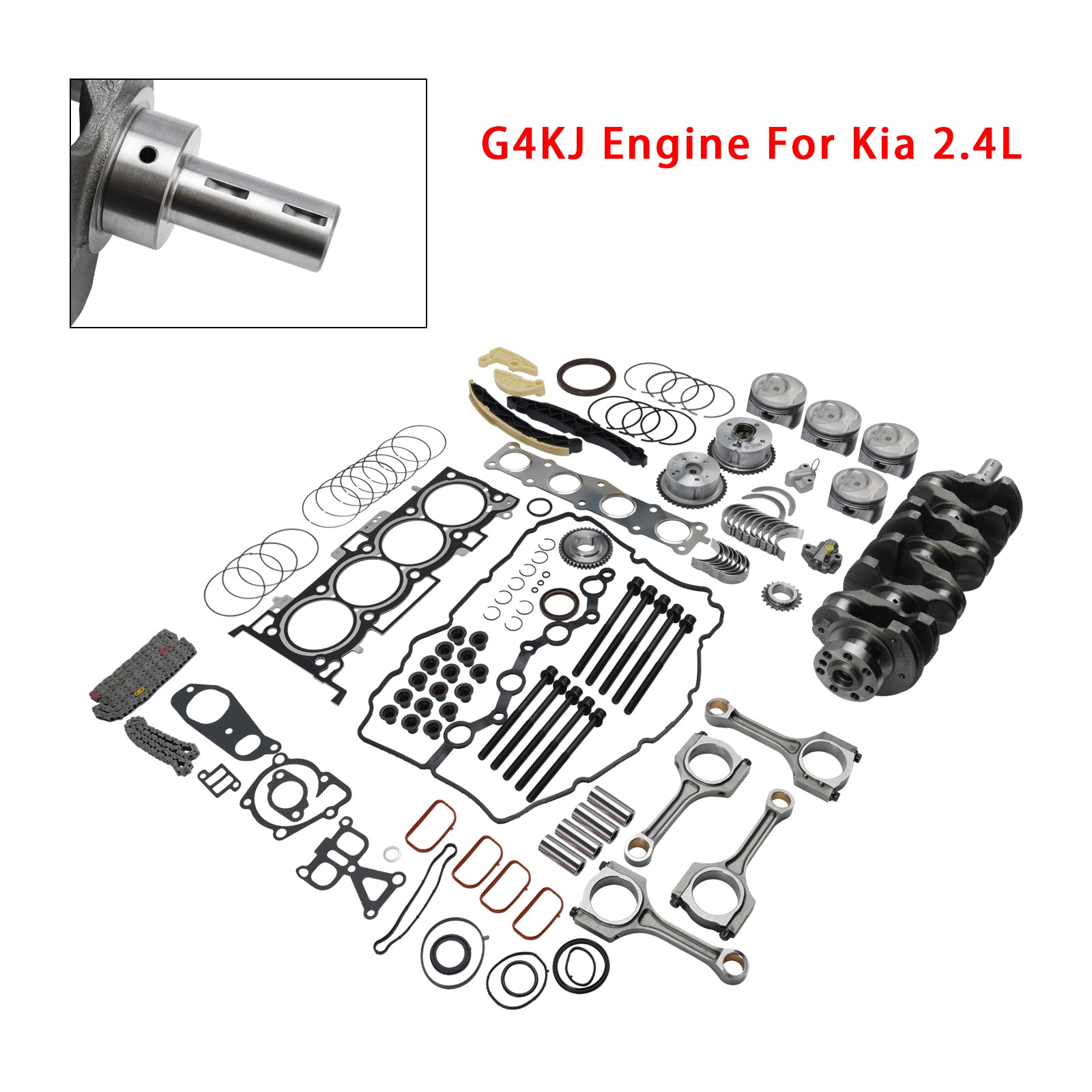 G4KJ Engine Overhaul Rebuild Kit w/Crankshaft & Rods & Timing Kit For Kia 2.4L