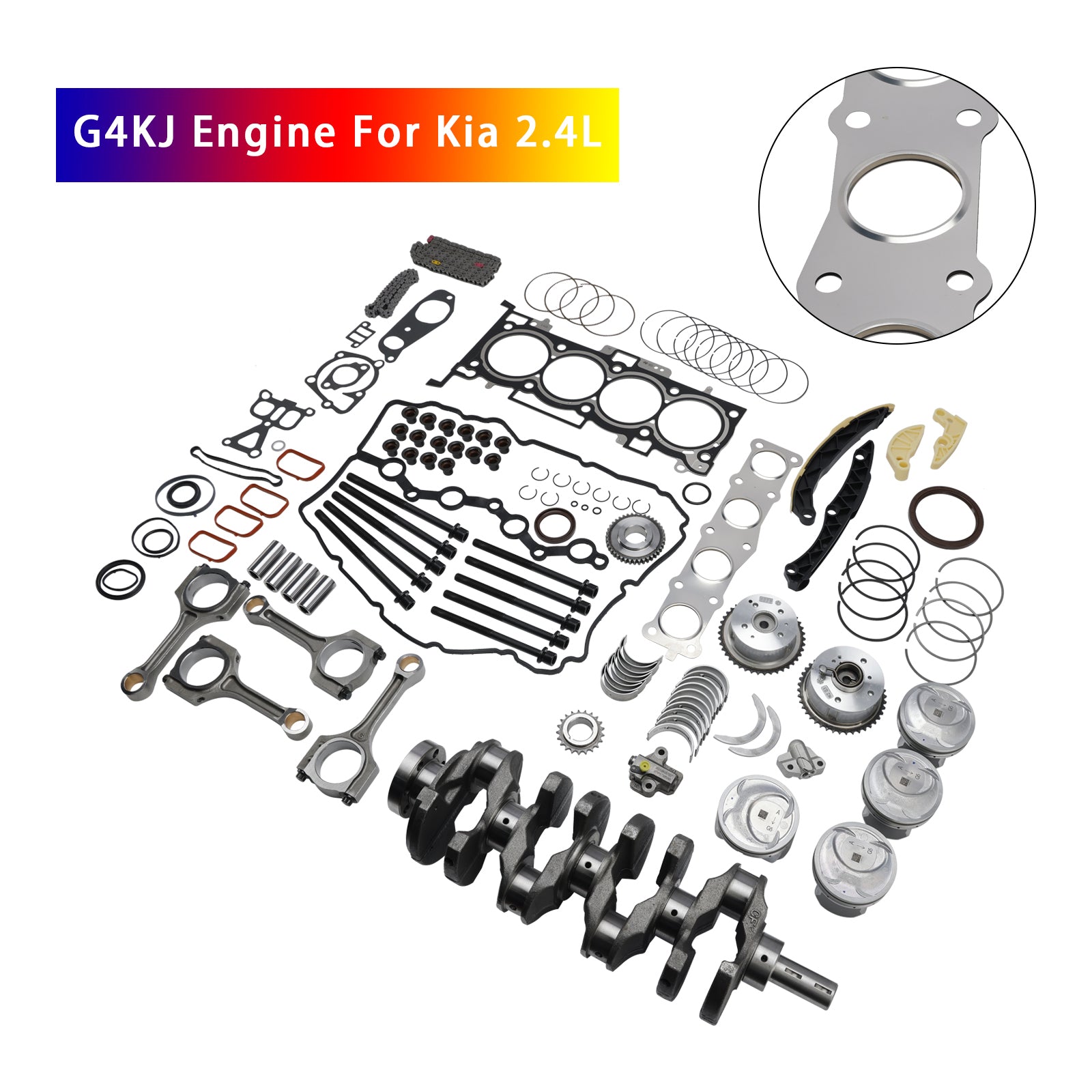 G4KJ Engine Overhaul Rebuild Kit w/Crankshaft & Rods & Timing Kit For Kia 2.4L