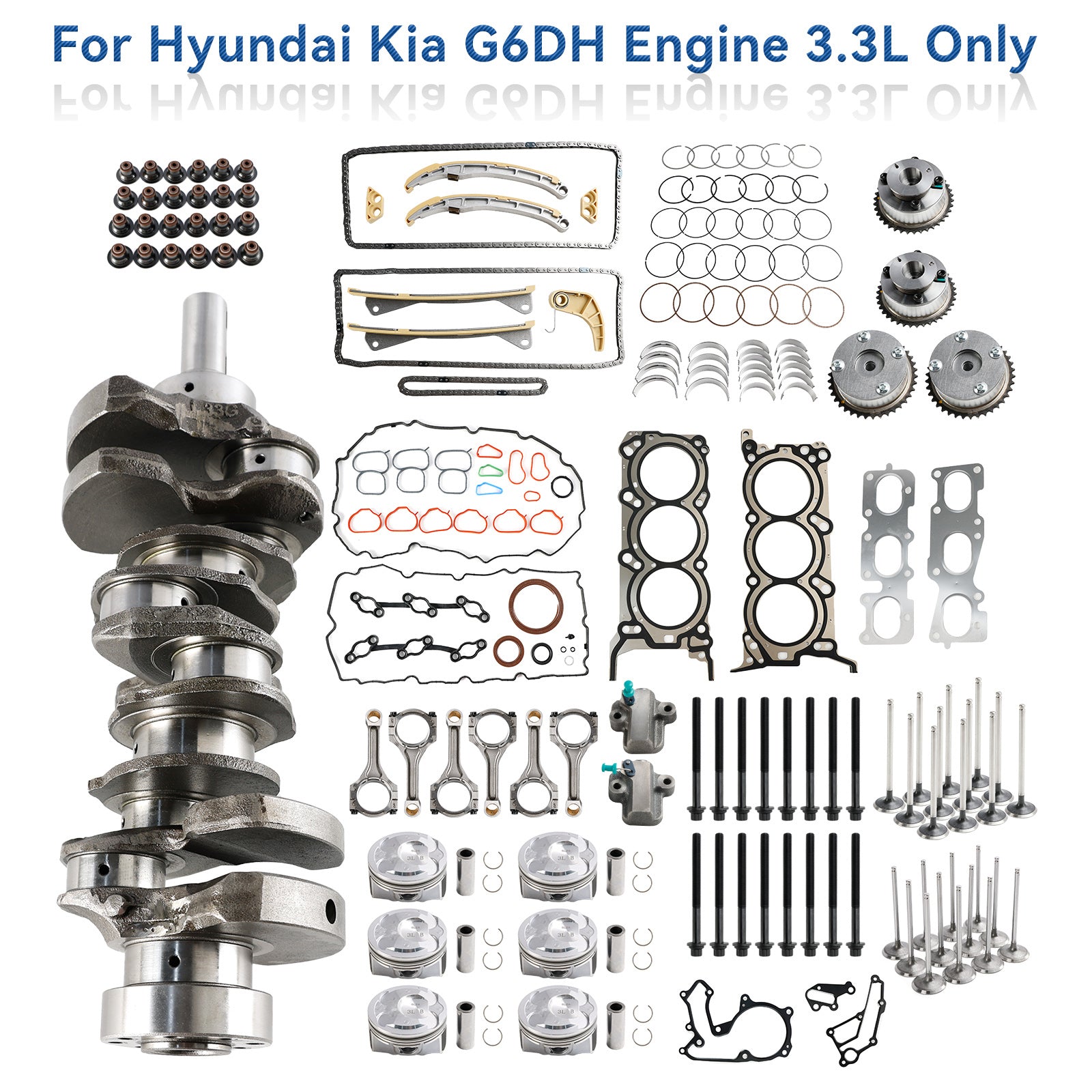 G6DH 3.3L Engine Rebuild Overhaul Kit w/ Crankshaft Rods Timing for Hyundai KIA 210203C300 230603C704 231103CFA0 231103L100 235103L100 623R63CA00 623R63CA0A