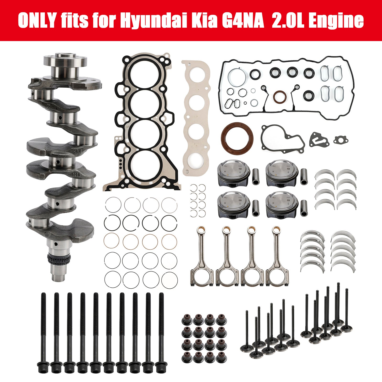 G4NA 2.0L Engine Rebuild Kit Crankshaft Con Rods Gasket Kit for HYUNDAI KIA