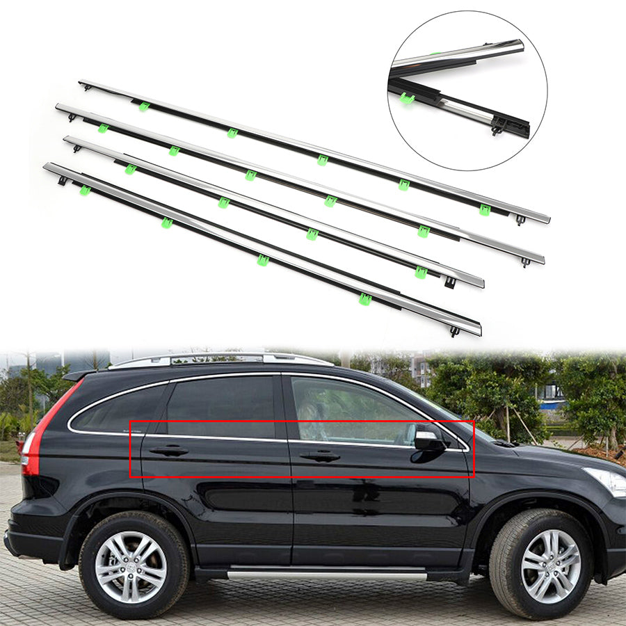 4x Car Window Moulding Trim Weatherstrips Seal For 2007-2011 Honda CR-V CRV