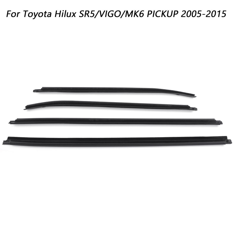 Car Window Weatherstrip Seal Belt Moulding 4 Doors For Toyota Hilux SR5/VIGO/MK6 PICKUP 2005-2015 Generic