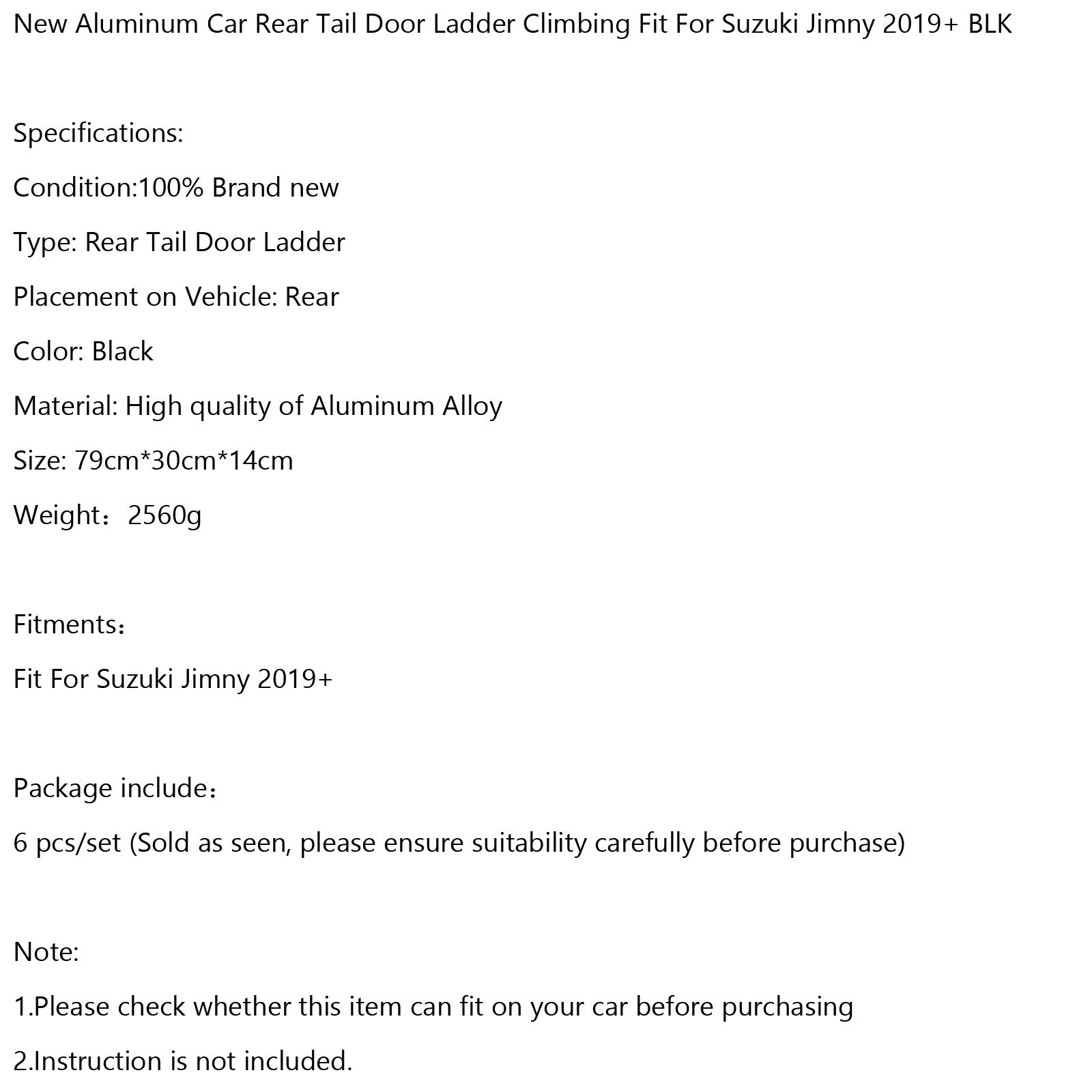 New Aluminum Car Rear Tail Door Ladder Climbing Fit For Suzuki Jimny 2019+ BLK Generic