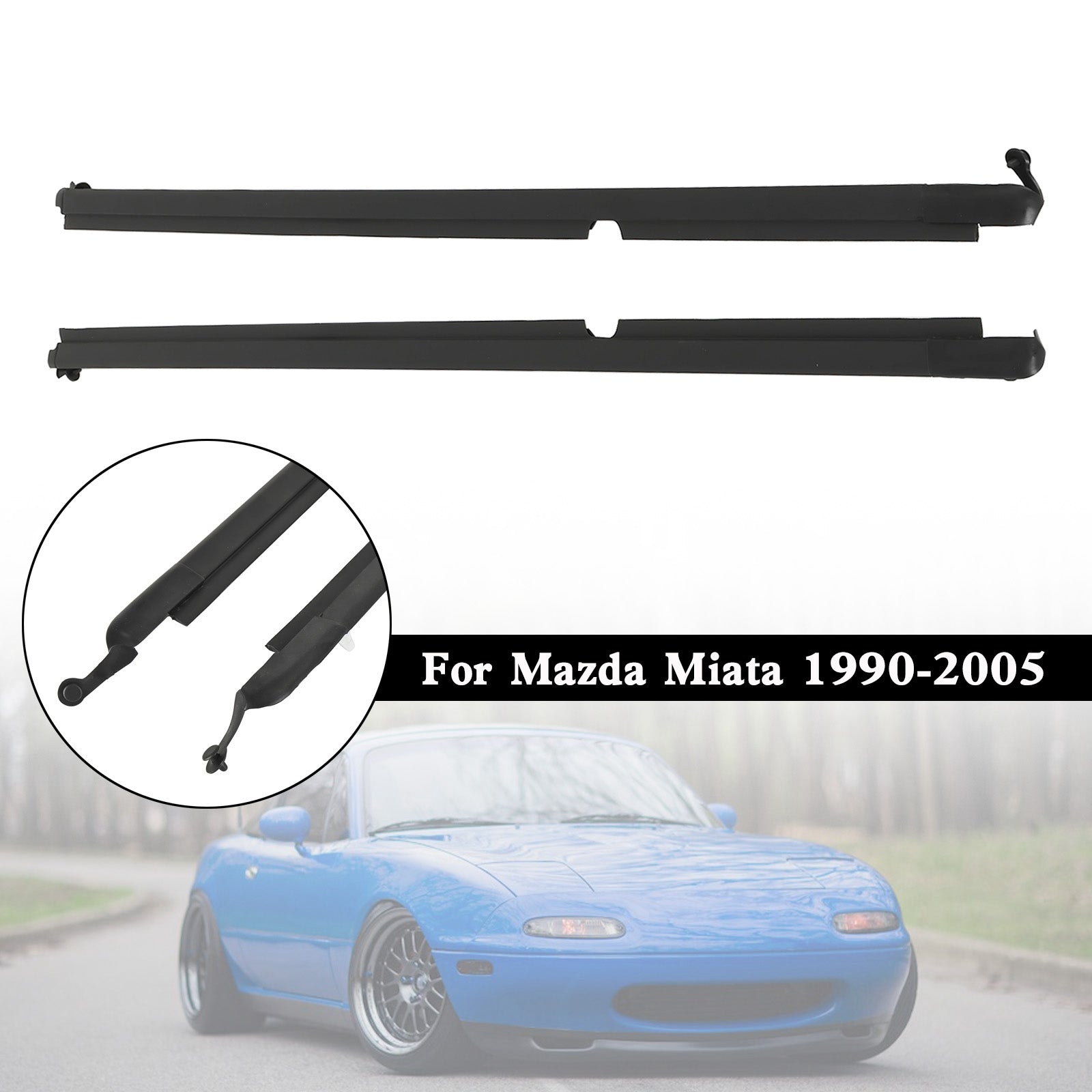 Miata 1990-2005 L+R Door Glass Window Weatherstrip Seals Set NA01-58-810F