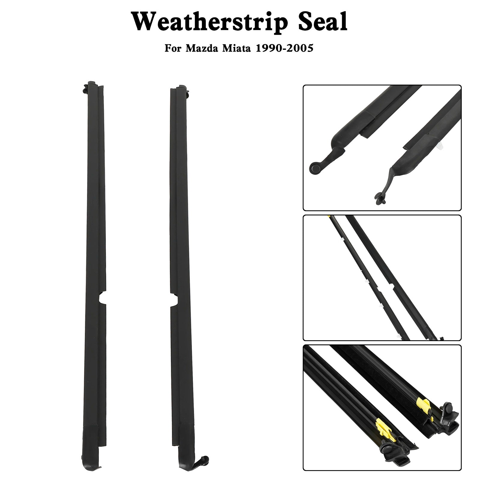 Miata 1990-2005 L+R Door Glass Window Weatherstrip Seals Set NA01-58-810F