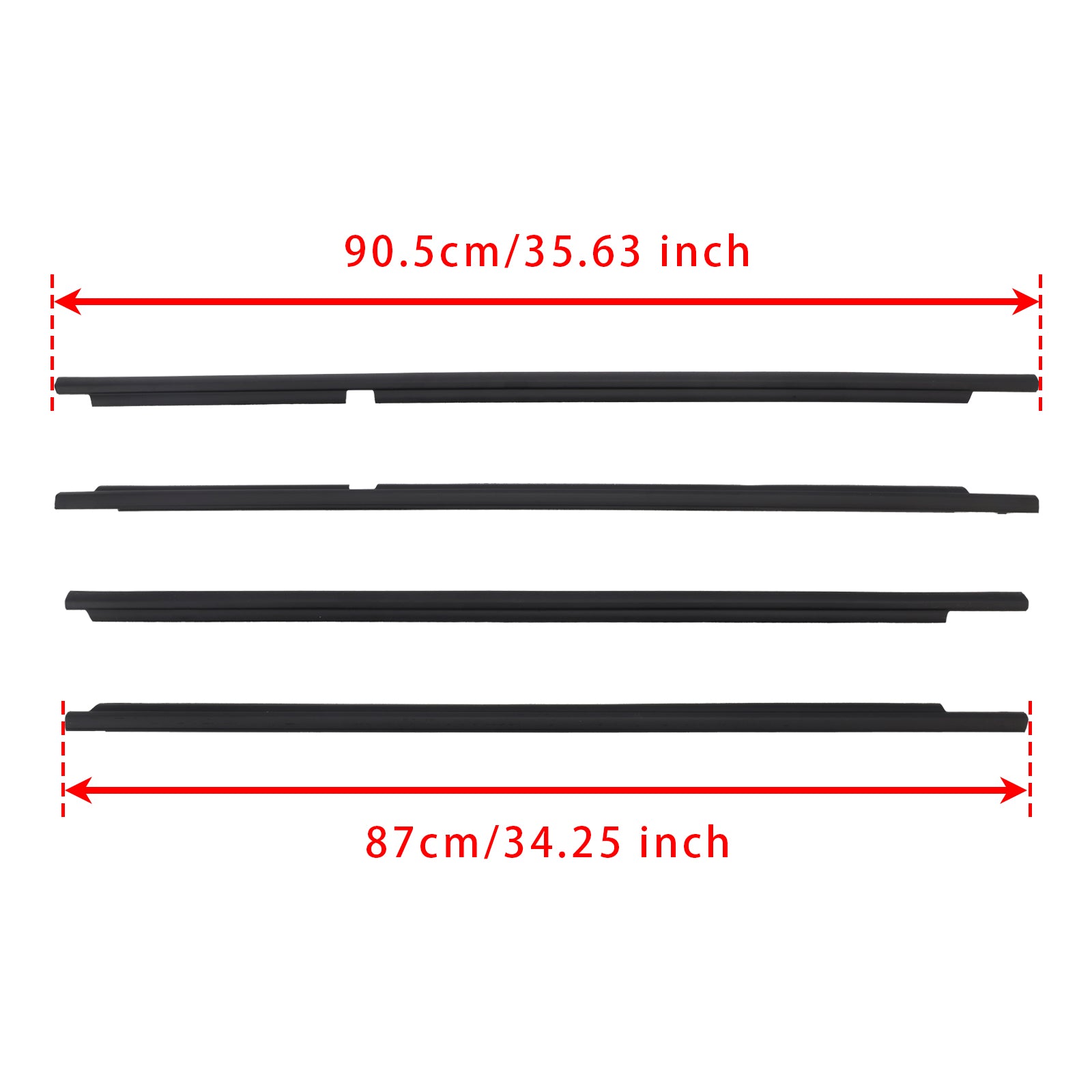 1998-2007 Toyota Land Cruiser LC100 4PCS Door Glass Belt Outer Molding Weatherstrip