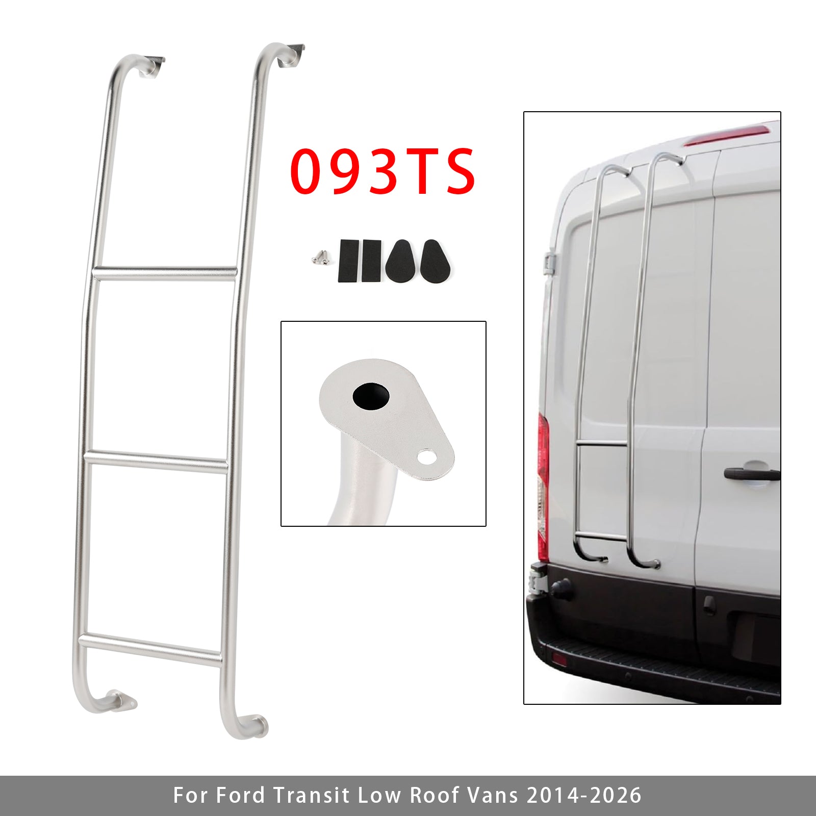 093TS Stainless Steel 3-Step Van Ladder For Ford Transit Low Roof Vans 2014-2026