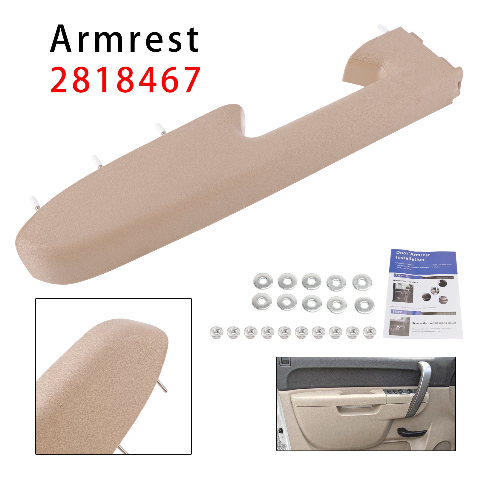 Front Left Armrest Repair Kit Fit For Chevy Silverado 1500 2500HD 3500HD 10-2014