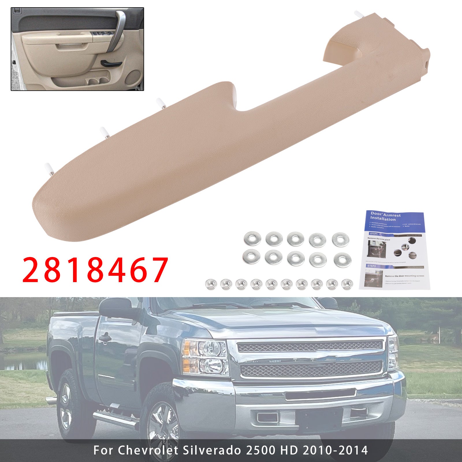 Front Left Armrest Repair Kit Fit For Chevy Silverado 1500 2500HD 3500HD 10-2014