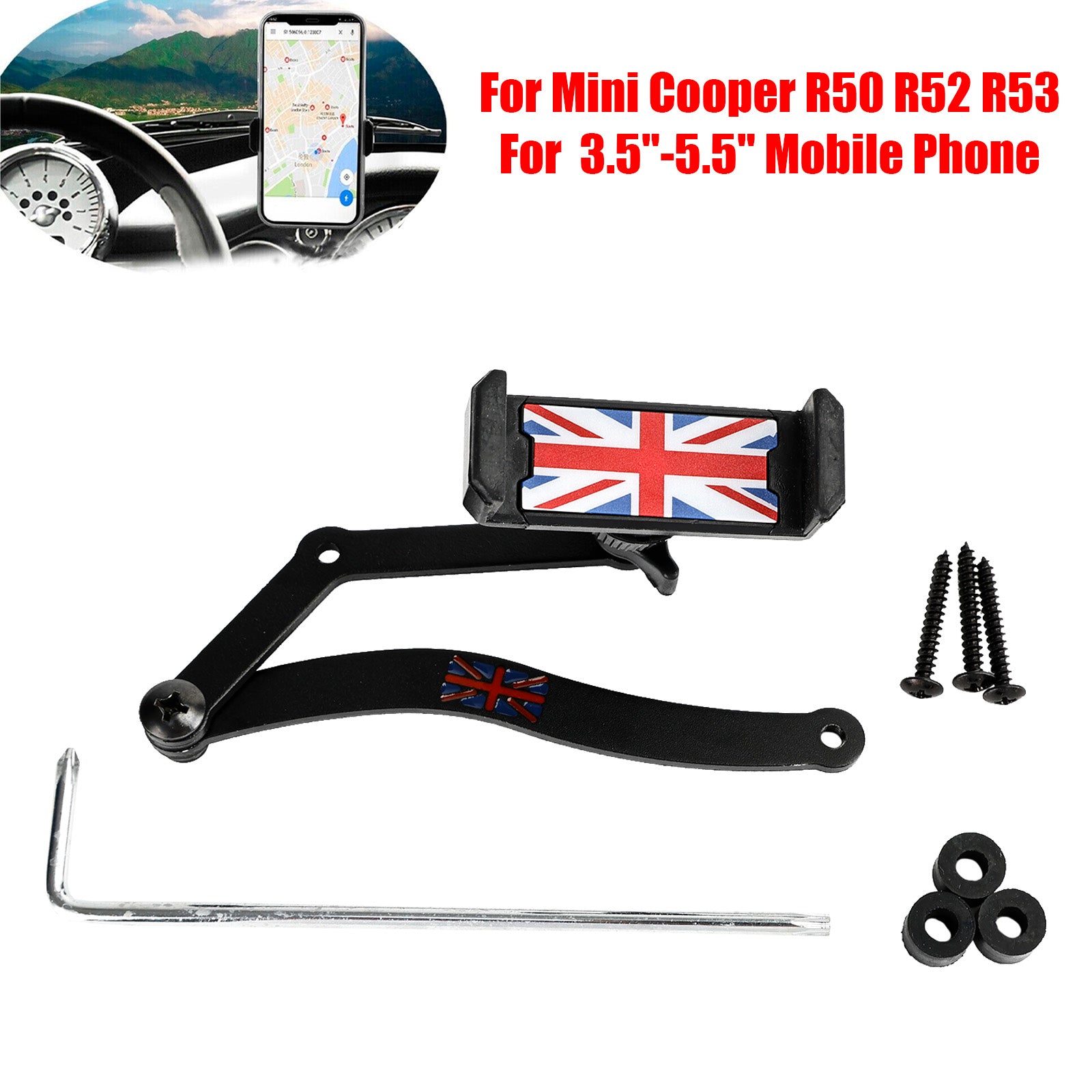 360??Rotation Car Mobile Phone Holder Mount for Mini Cooper R50 R52 R53 Red