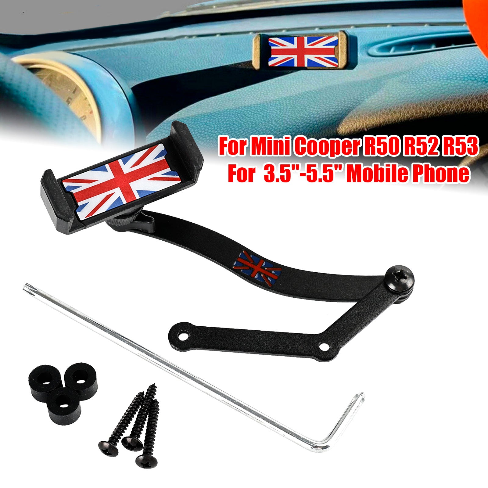 360??Rotation Car Mobile Phone Holder Mount for Mini Cooper R50 R52 R53 Red