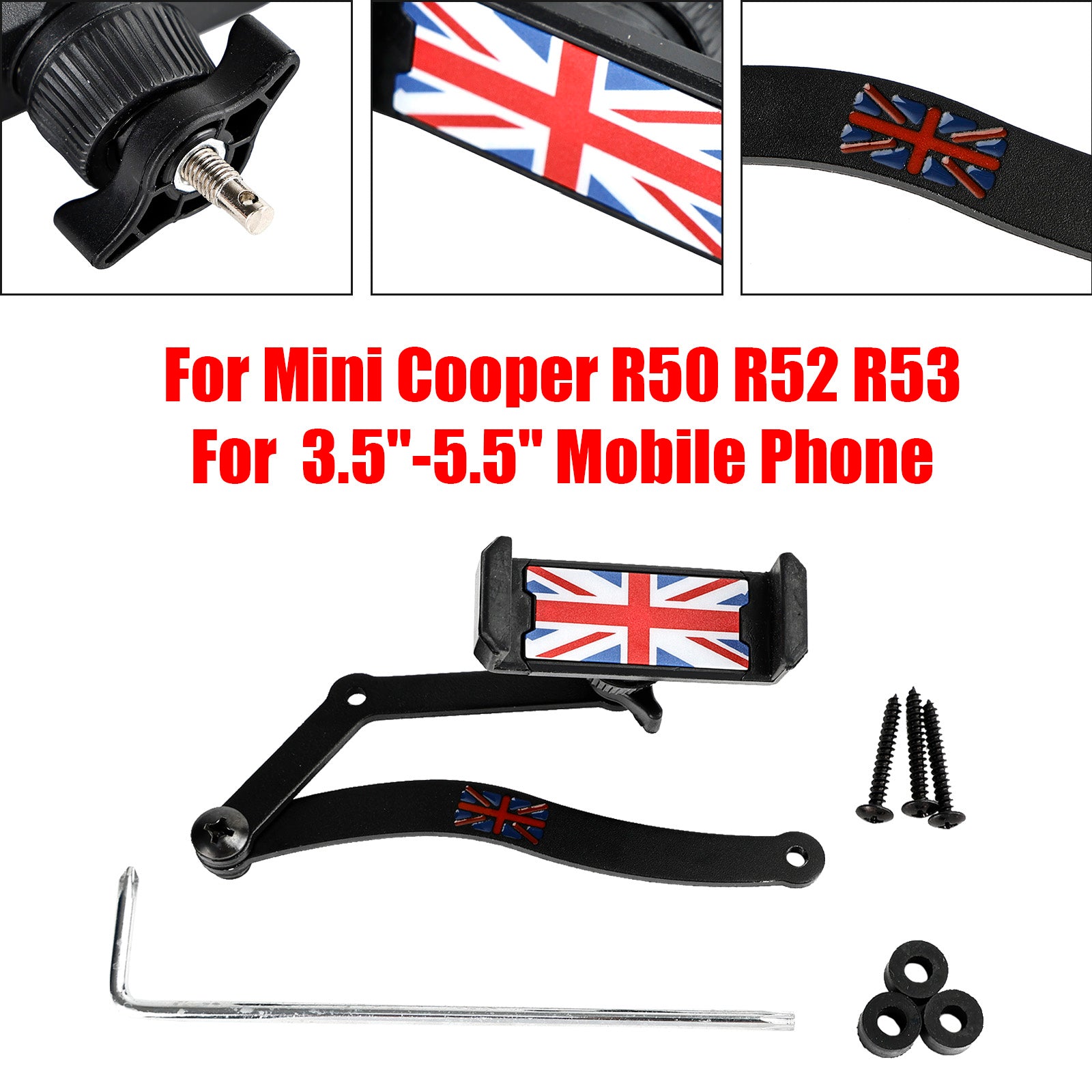 360??Rotation Car Mobile Phone Holder Mount for Mini Cooper R50 R52 R53 Red
