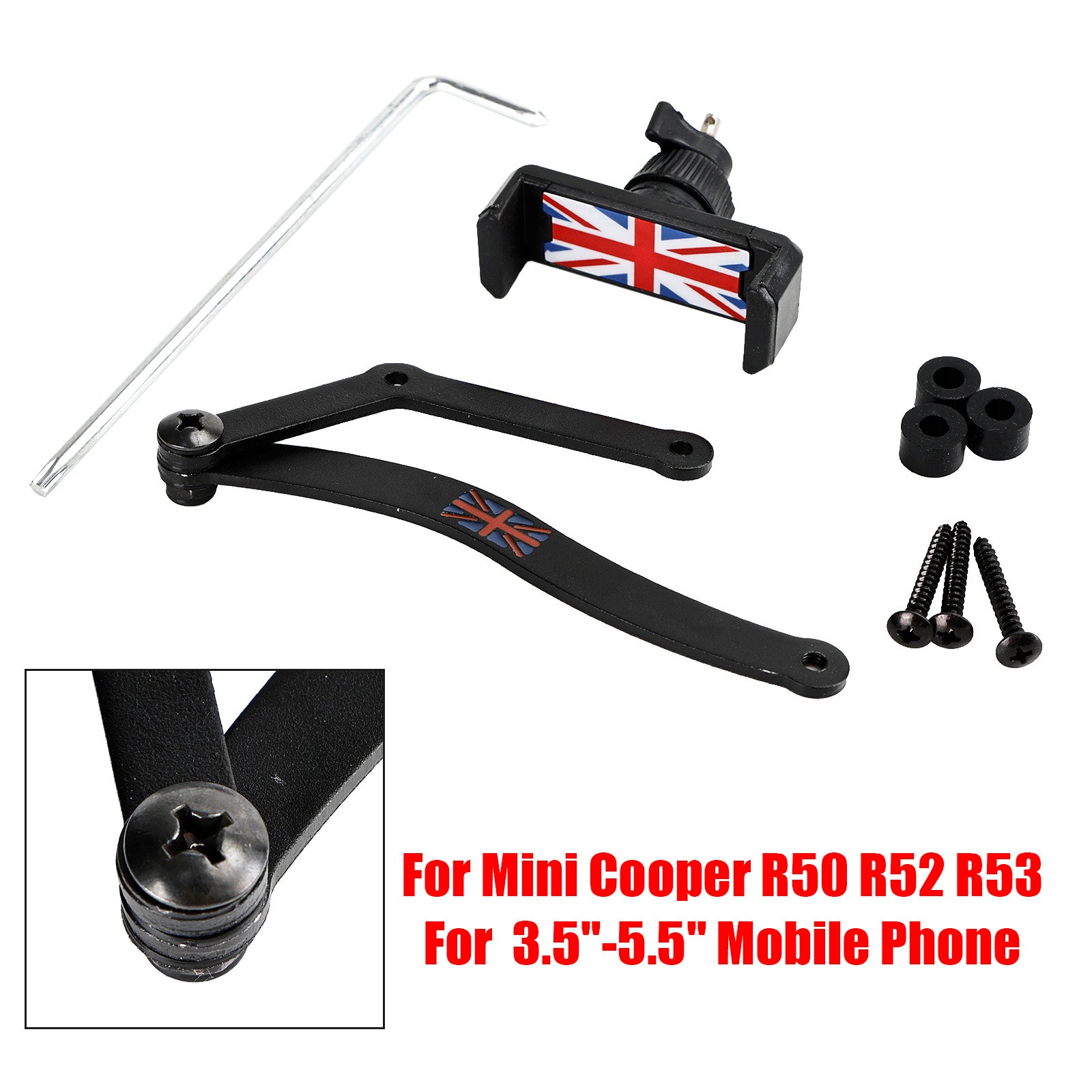 360??Rotation Car Mobile Phone Holder Mount for Mini Cooper R50 R52 R53 Red