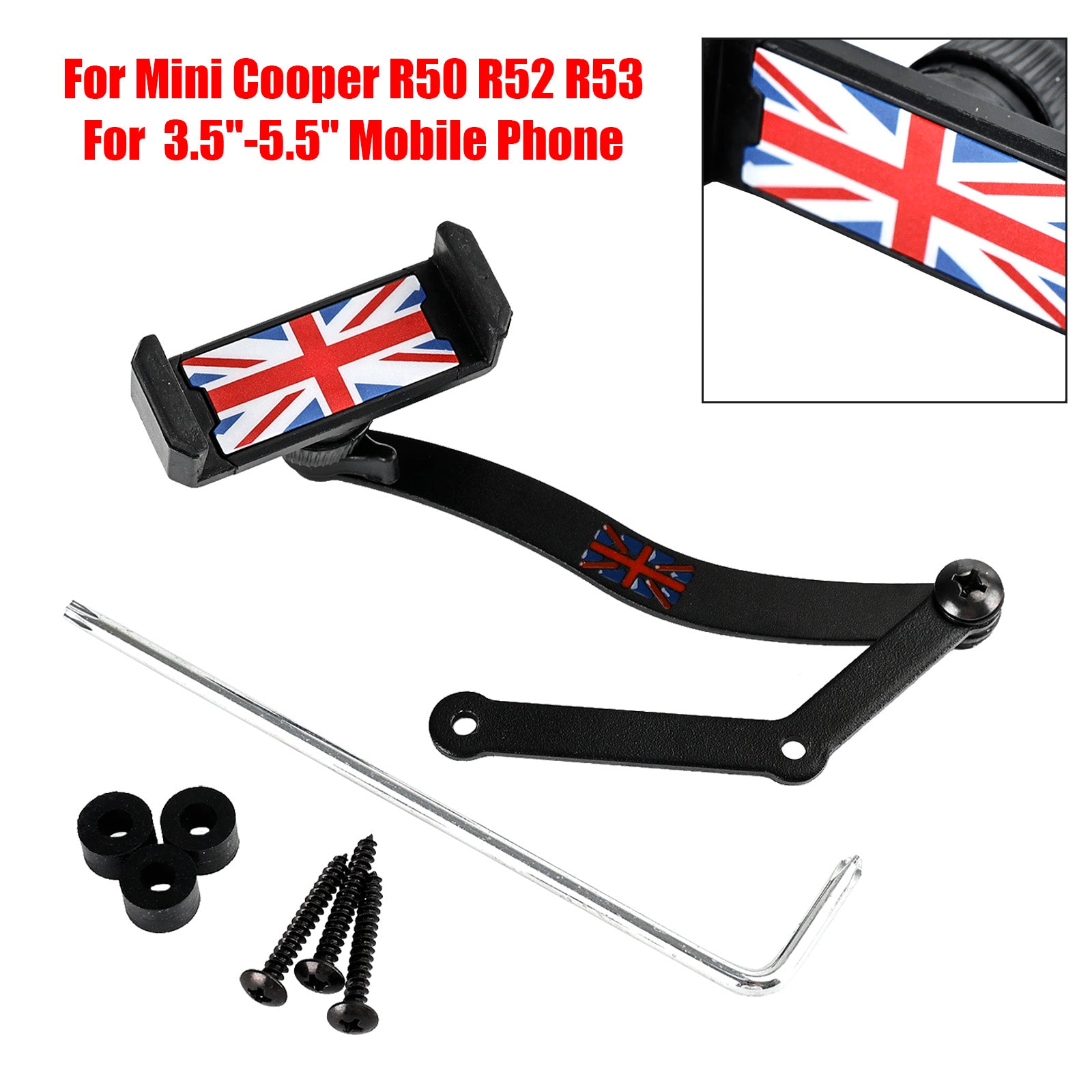 360??Rotation Car Mobile Phone Holder Mount for Mini Cooper R50 R52 R53 Red