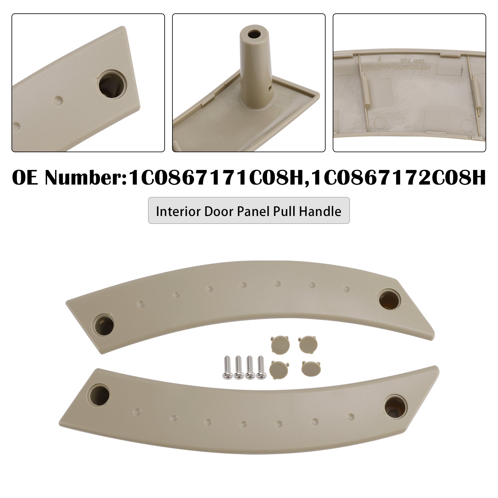 Pair Interior Door Panel Pull Handle Repair Kit Tan For VW Beetle 2000-2010