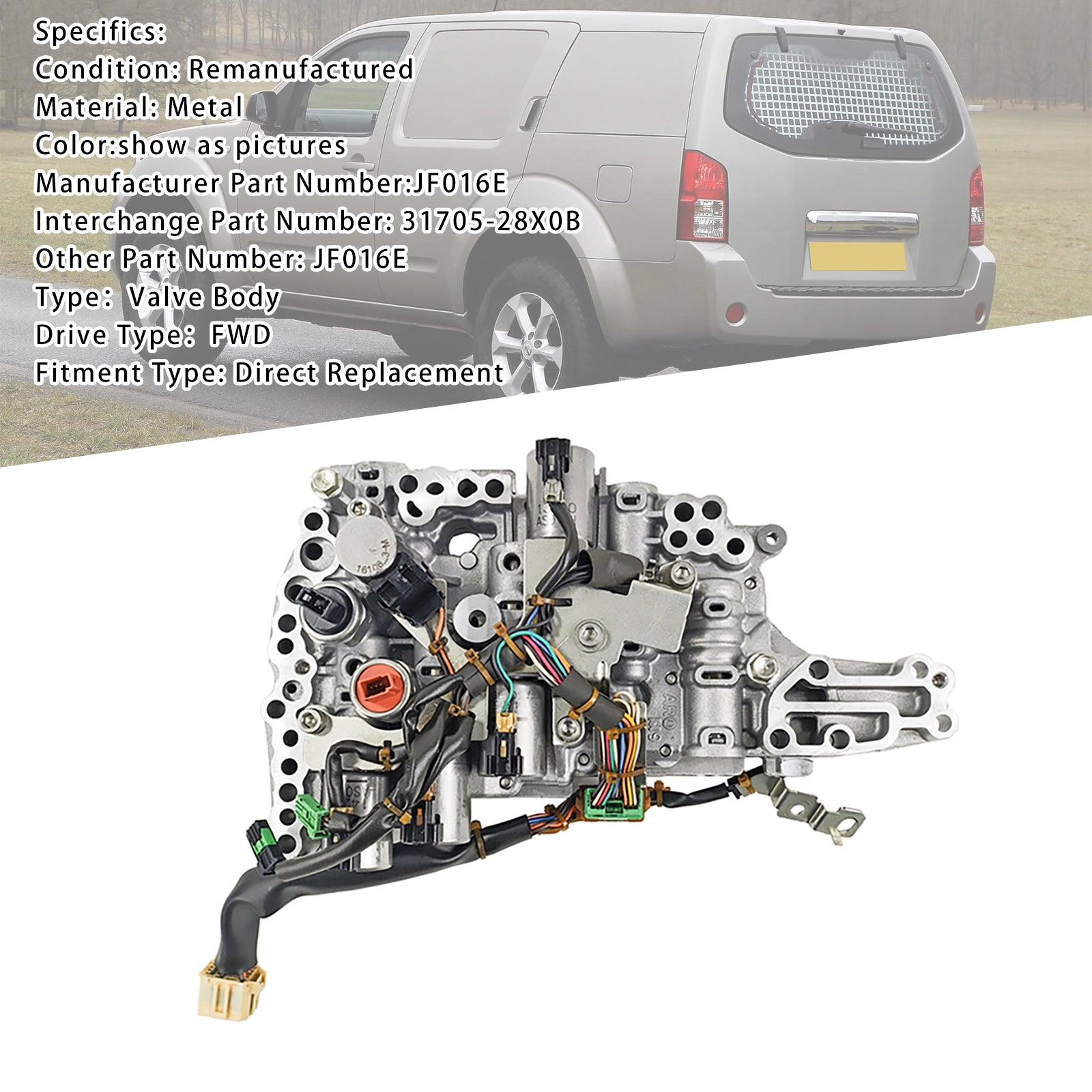 JF016E CVT Transmission Valve Body with Solenoids For Nissan Altima 2.5L 12-2019