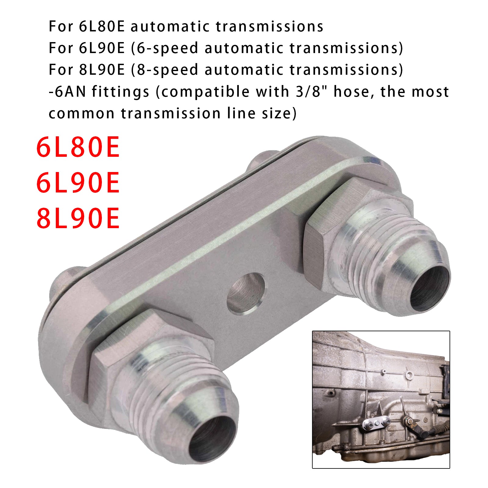 6L80E 6L90E 8L90E Transmission Cooler Line Adapter Plate with 8AN Fittings Seal