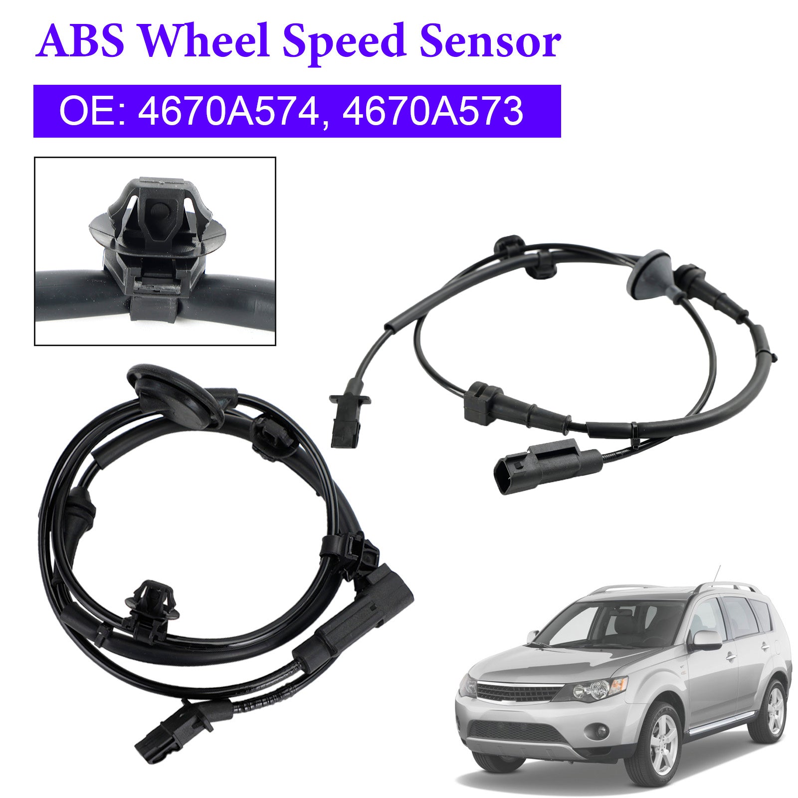 2Pcs Rear Left & Right ABS Speed Sensor For Mitsubishi Outlander III 2010-On