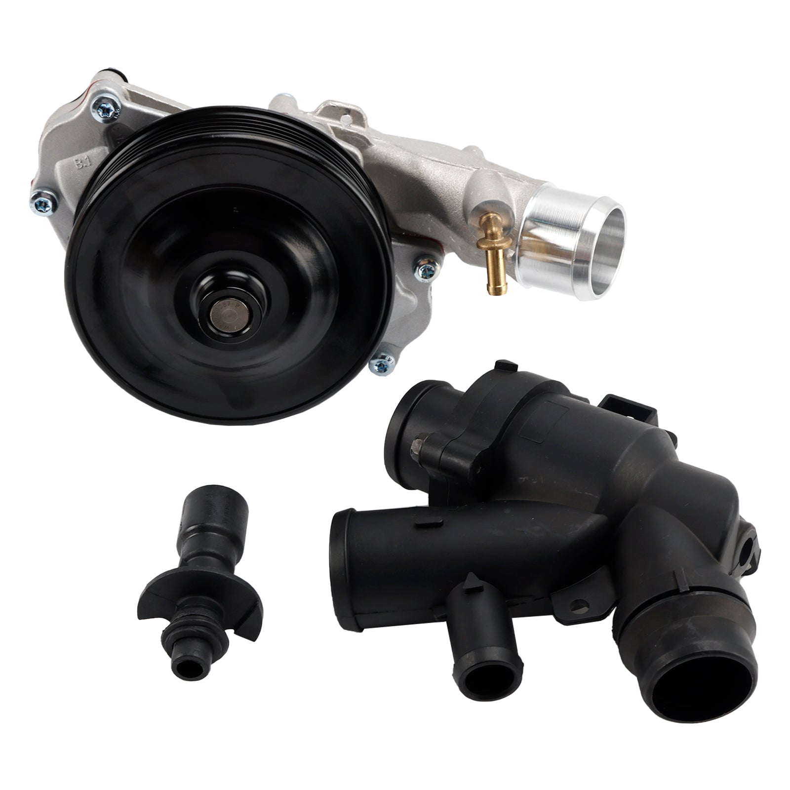 Water Pump w/ Bolts Gaskets Connector + Thermostat Kit for Jaguar Land Rover V8