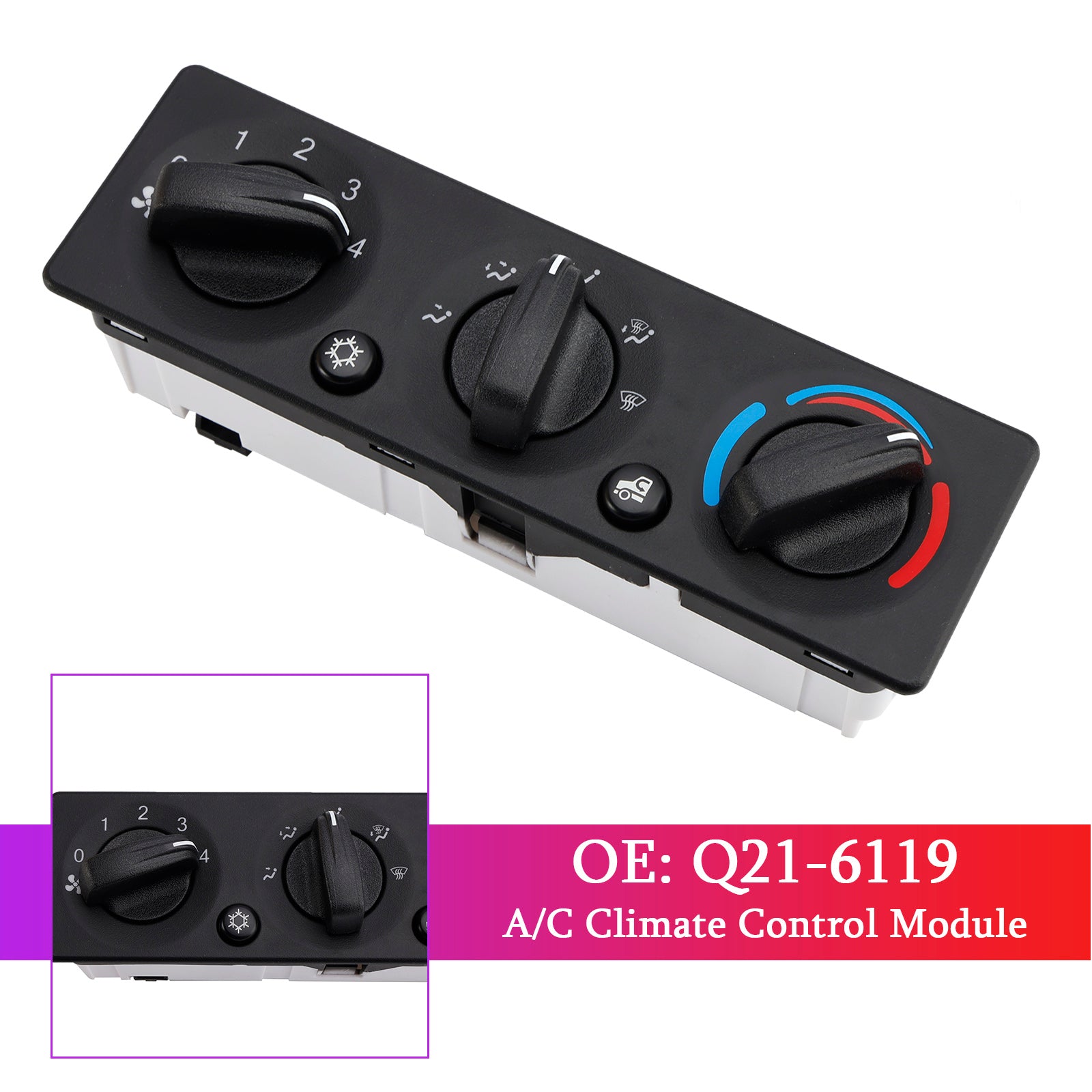A/C Climate Control Module Panel Q21-6119 for Peterbilt Truck