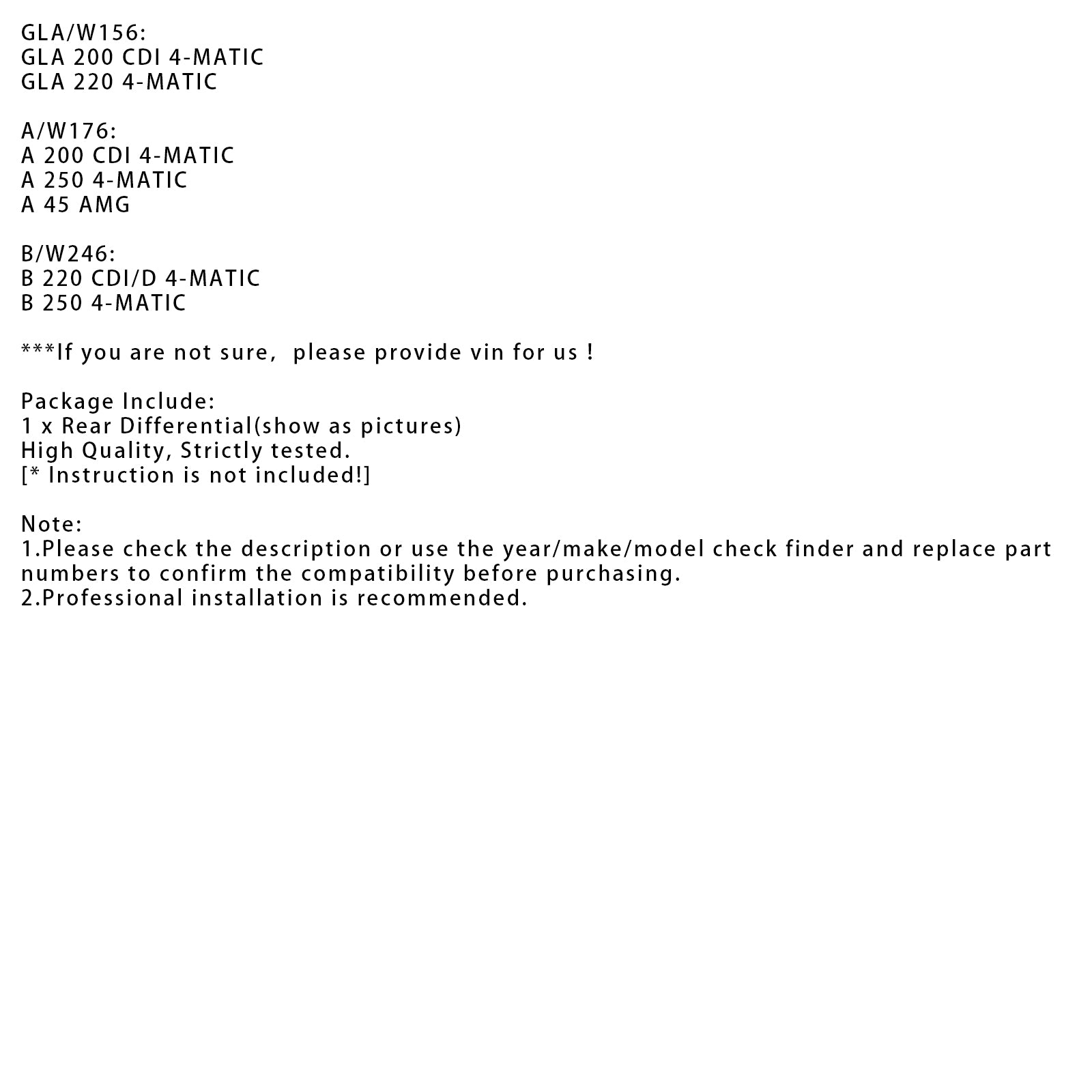 A2463500802 Rear Differential Assembly For Mercedes Benz CLA250 A45 B250 4Matic