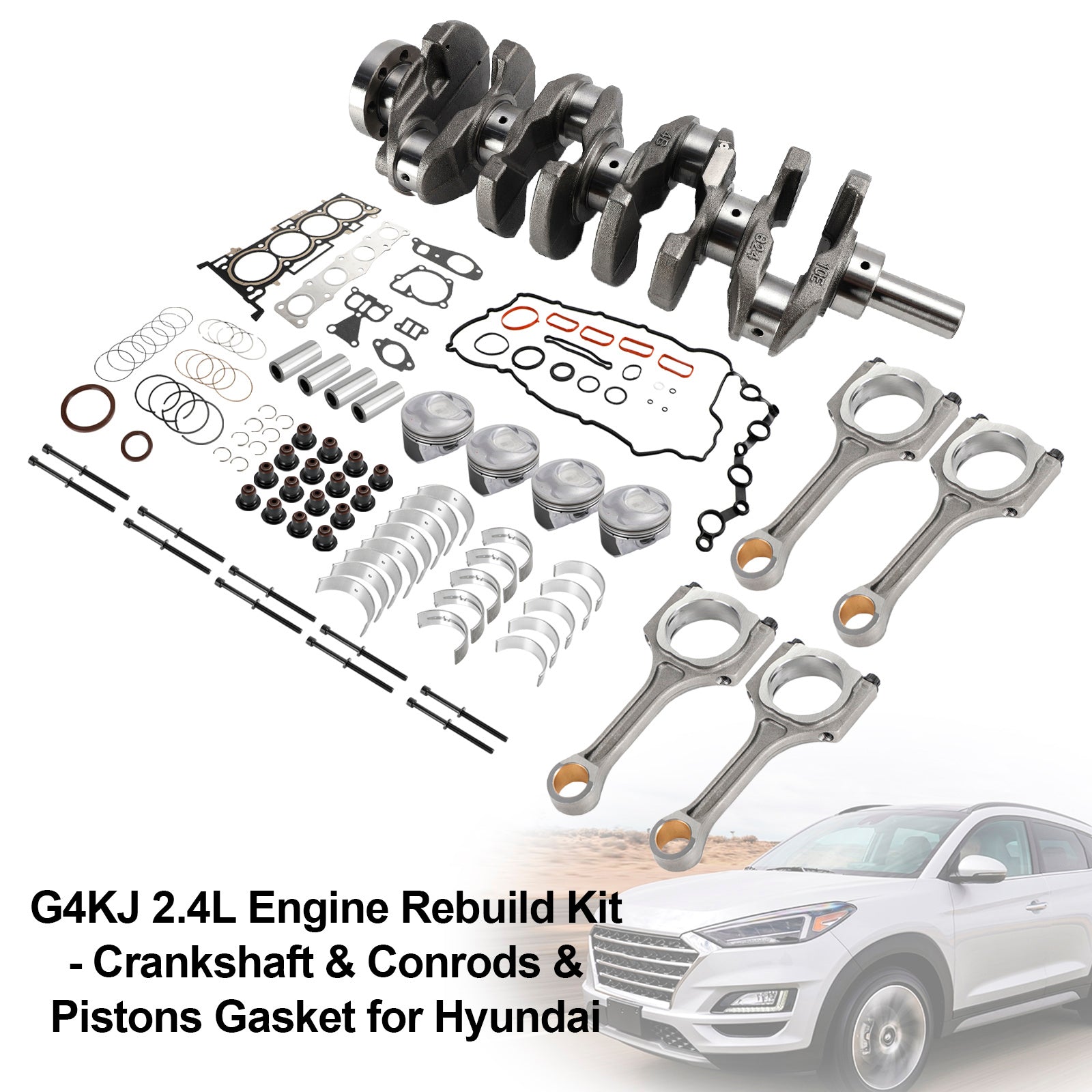 2011-2016 Hyundai Sonata 4-Door 2.4L G4KJ 2.4L Engine Rebuild Kit - Crankshaft & Conrods & Pistons Gasket