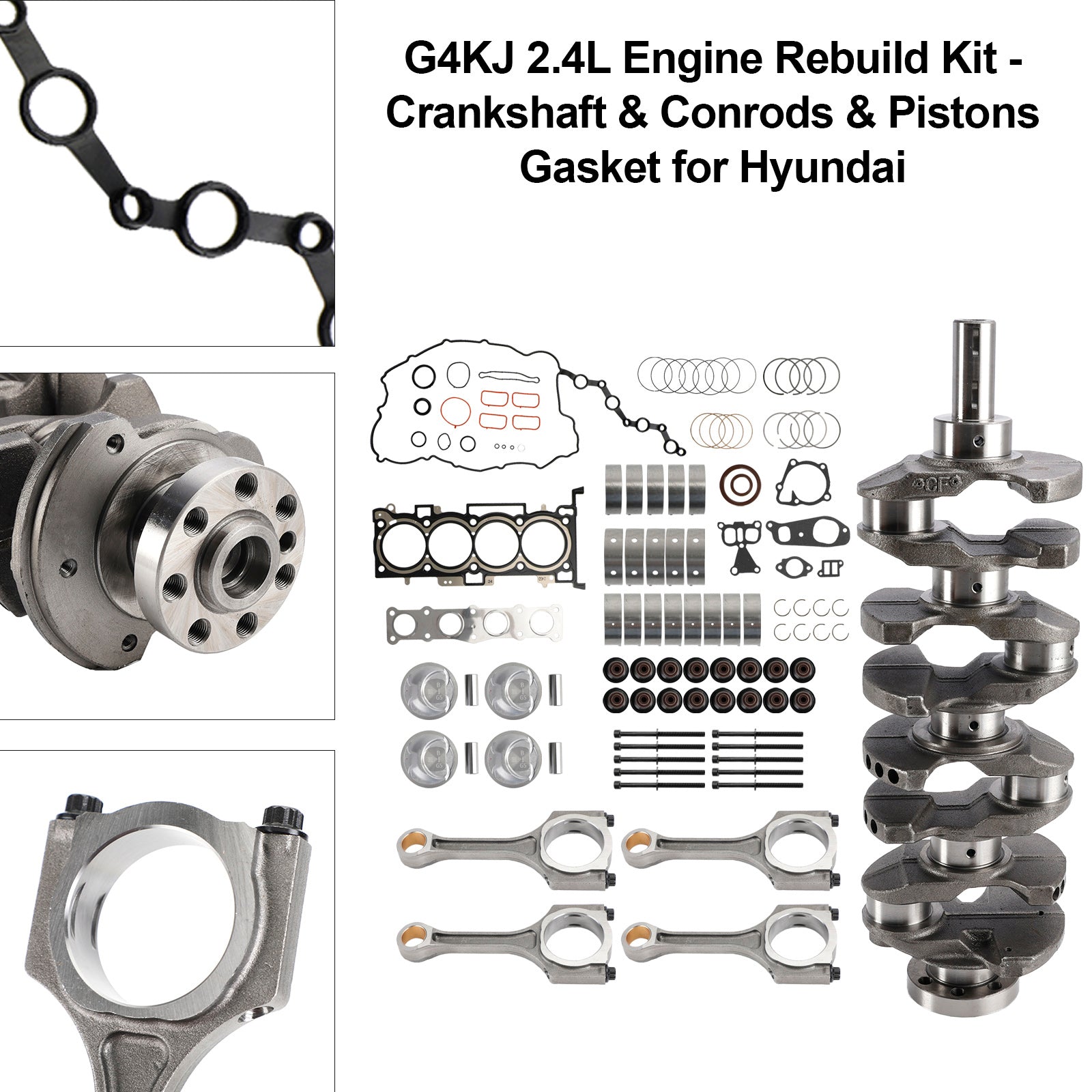 2017-2018 Hyundai Santa Fe Sport 4-Door 2.4L G4KJ 2.4L Engine Rebuild Kit - Crankshaft & Conrods & Pistons Gasket