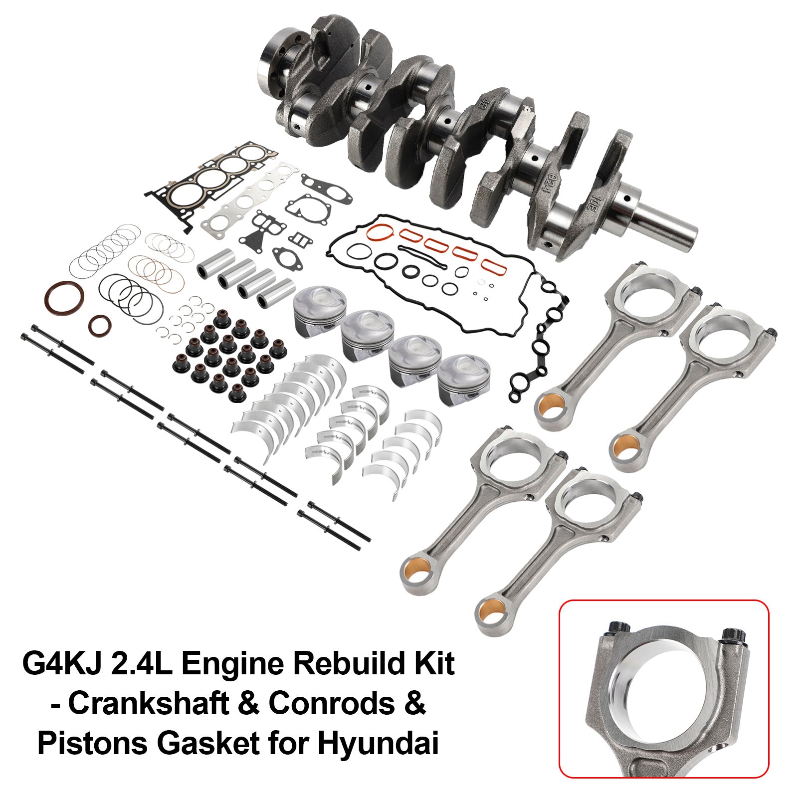 2014-2020 Kia Sorento 4-Door 2.4L G4KJ 2.4L Engine Rebuild Kit - Crankshaft & Conrods & Pistons Gasket