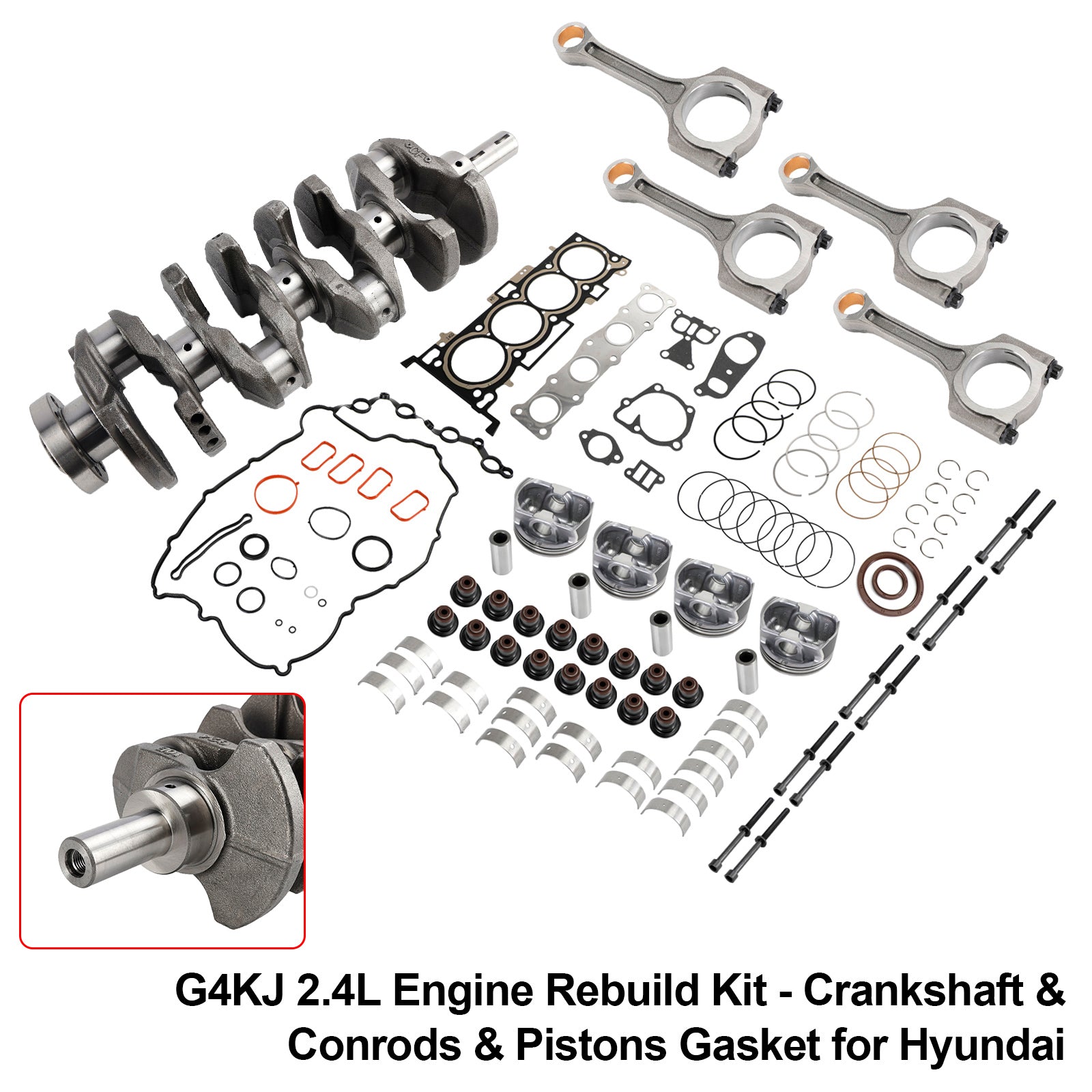 2014-2020 Kia Sorento 4-Door 2.4L G4KJ 2.4L Engine Rebuild Kit - Crankshaft & Conrods & Pistons Gasket