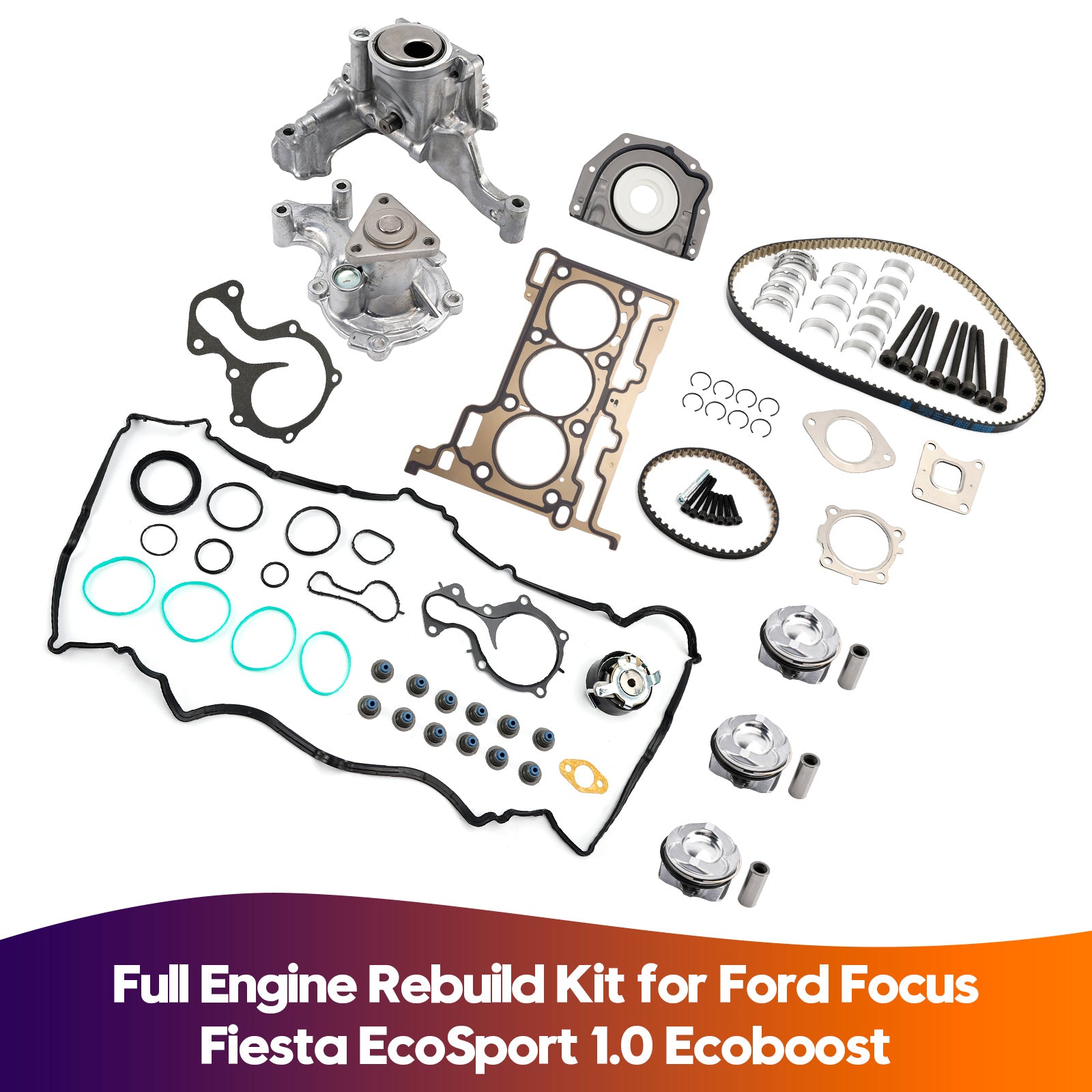 Ford B-Max, C-Max, Ecosport, Fiesta, Focus, Mondeo, Transit Connect, Transit Courier, Tourneo Connect, Tourneo Courier 1.0 Ecoboost Full Engine Rebuild Kit