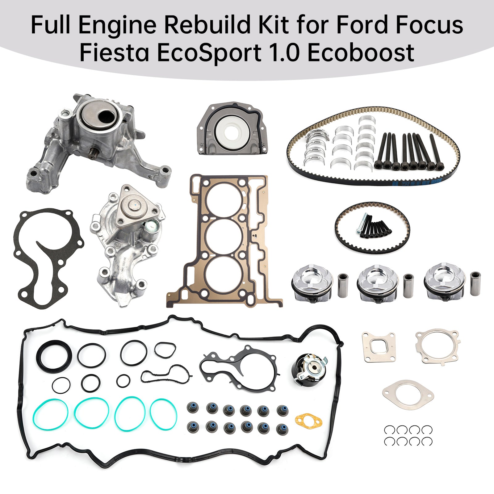 Ford B-Max, C-Max, Ecosport, Fiesta, Focus, Mondeo, Transit Connect, Transit Courier, Tourneo Connect, Tourneo Courier 1.0 Ecoboost Full Engine Rebuild Kit