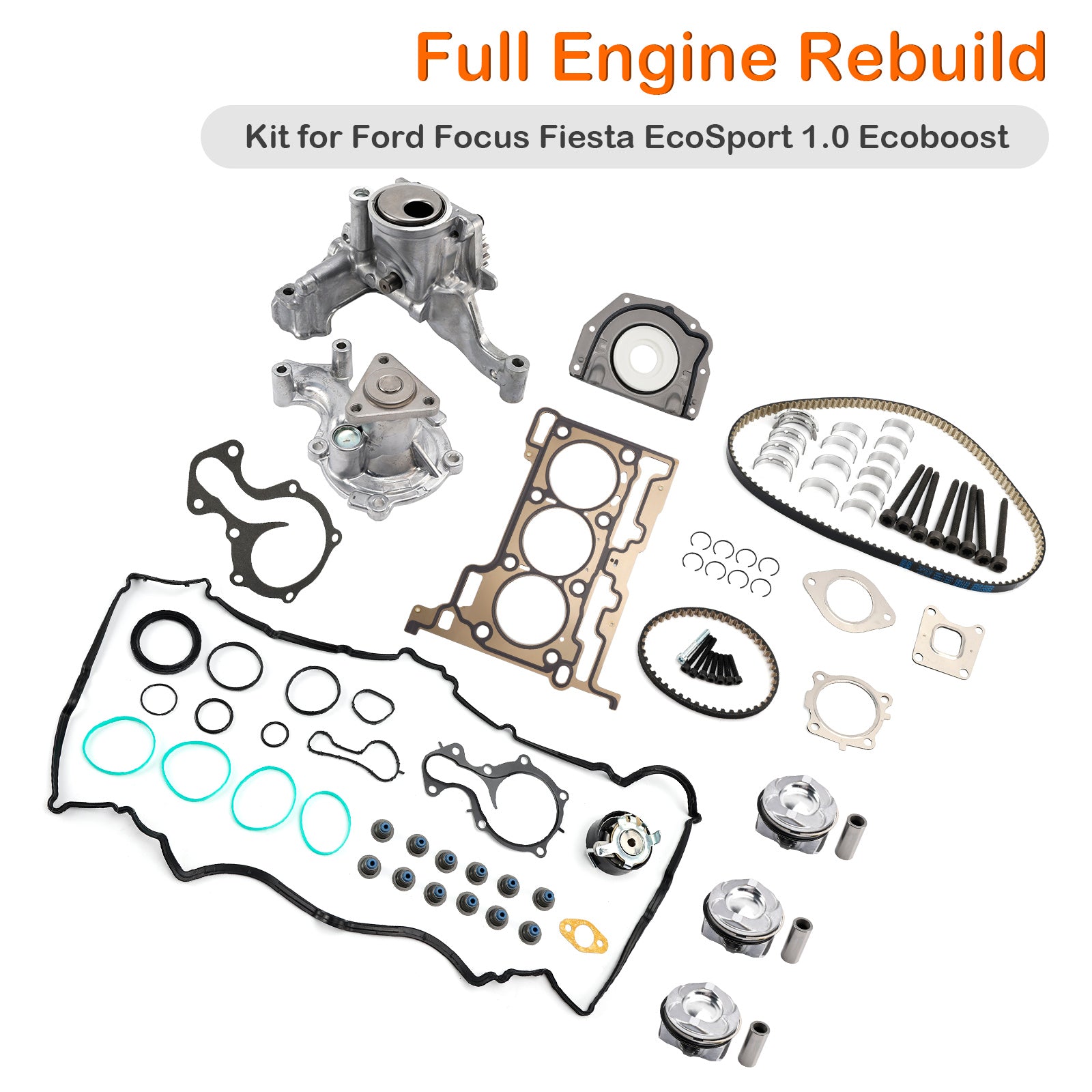 Ford B-Max, C-Max, Ecosport, Fiesta, Focus, Mondeo, Transit Connect, Transit Courier, Tourneo Connect, Tourneo Courier 1.0 Ecoboost Full Engine Rebuild Kit