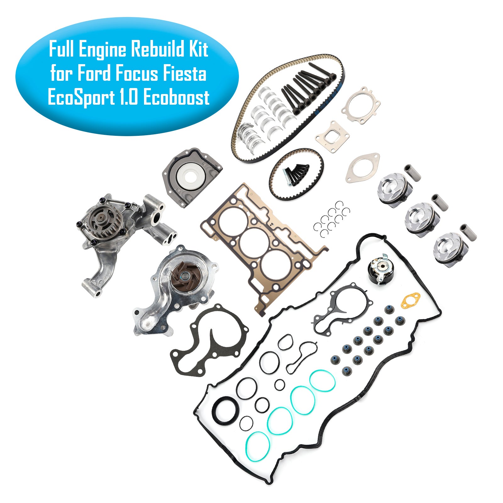 Ford B-Max, C-Max, Ecosport, Fiesta, Focus, Mondeo, Transit Connect, Transit Courier, Tourneo Connect, Tourneo Courier 1.0 Ecoboost Full Engine Rebuild Kit
