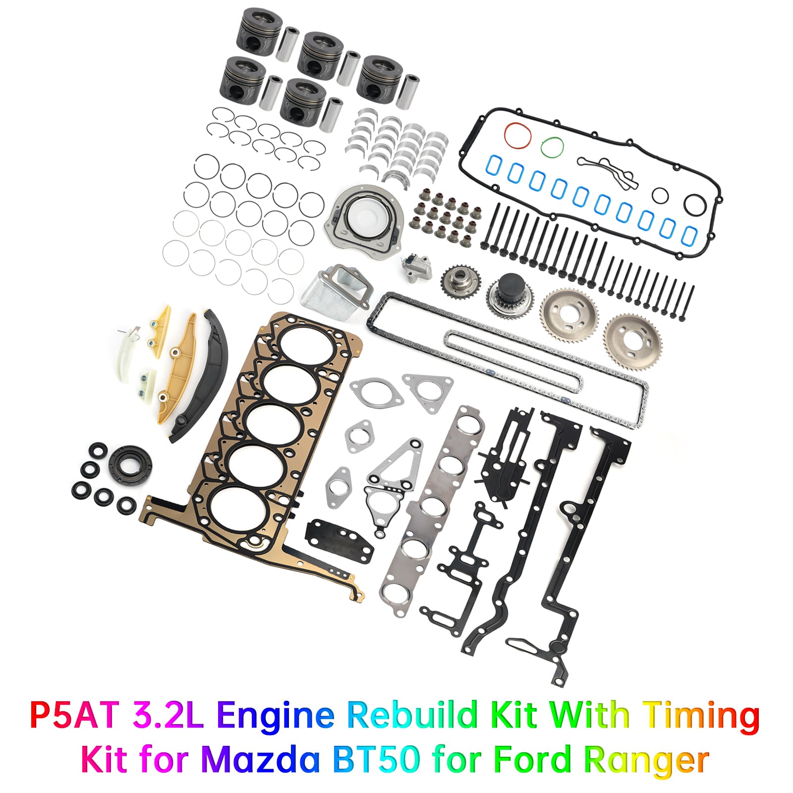 P5AT 3.2L Engine Rebuild Kit With Timing Kit for Mazda BT50 for Ford Ranger