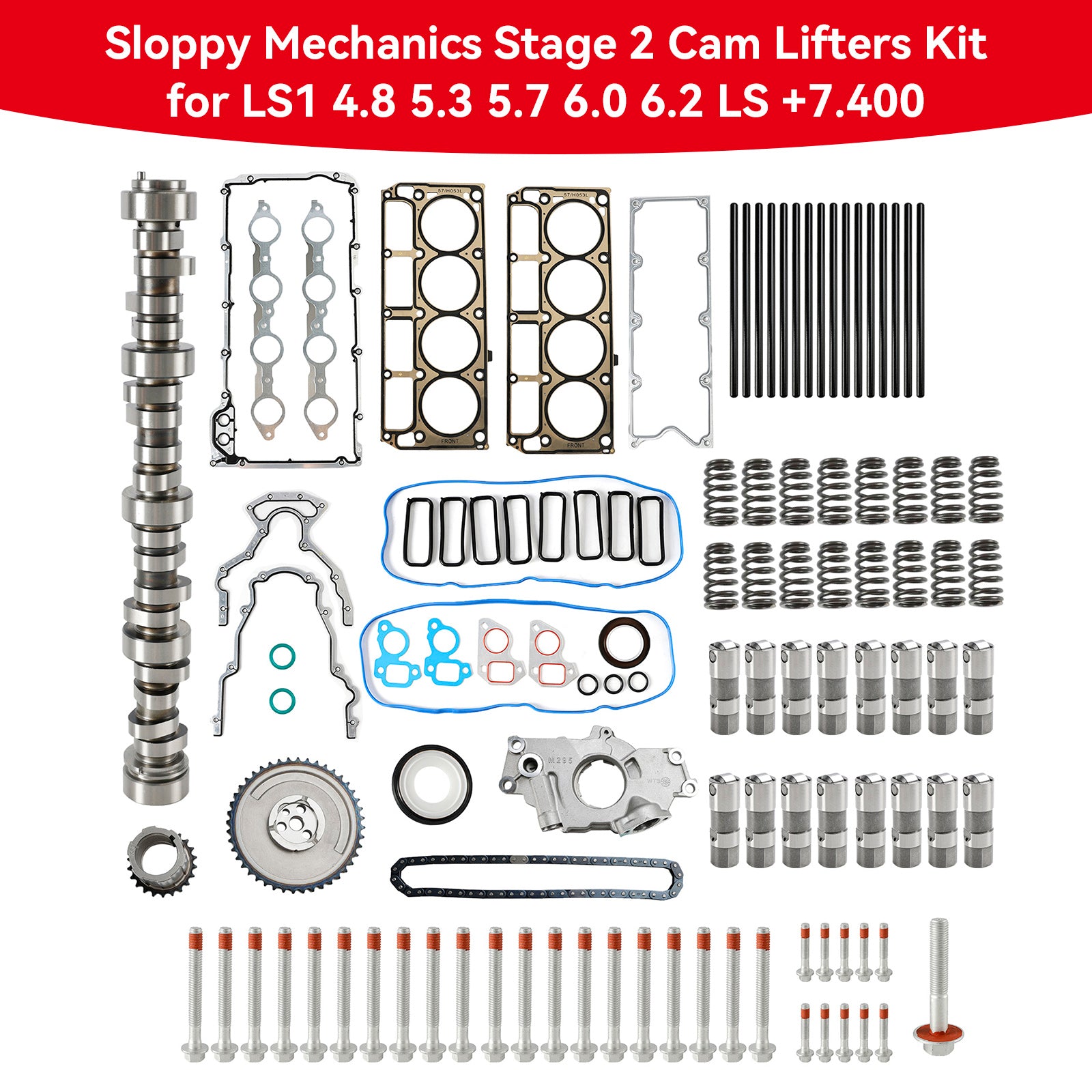 Sloppy Mechanics Stage 2 Cam Lifters Kit Chevy LS-Series Engine 1997-Up LS1 4.8 5.3 5.7 6.0 6.2 LS +7.400