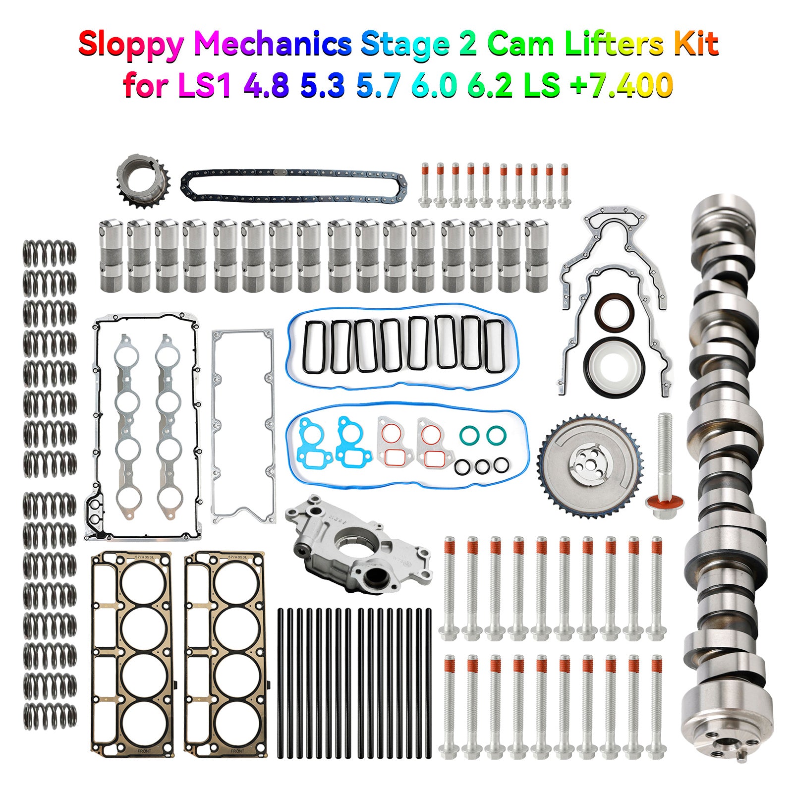 Sloppy Mechanics Stage 2 Cam Lifters Kit Chevy LS-Series Engine 1997-Up LS1 4.8 5.3 5.7 6.0 6.2 LS +7.400