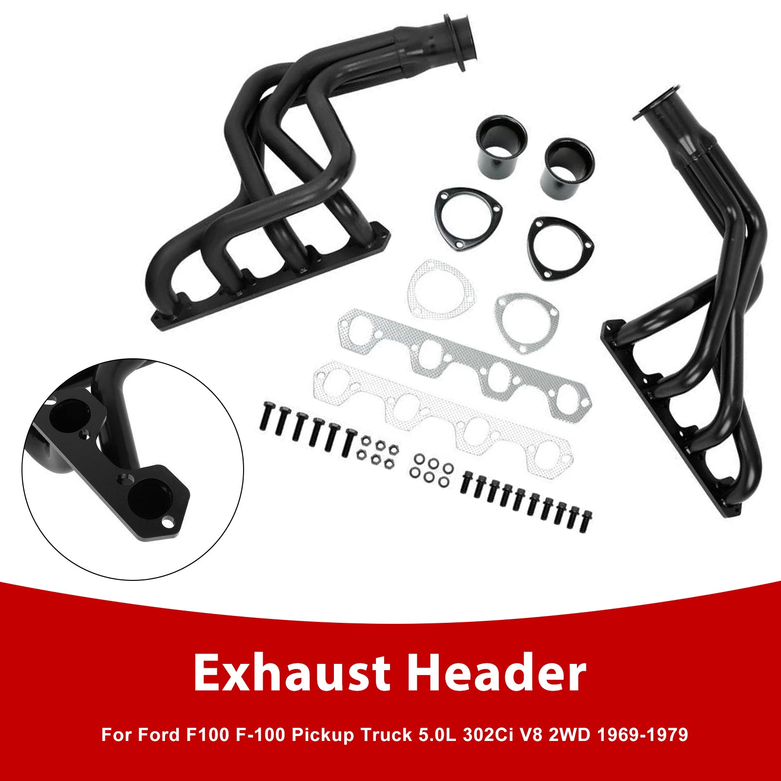 Exhaust Manifold Header Fit Ford F100 5.0L 302W Pickup Truck 2WD 1969-1979