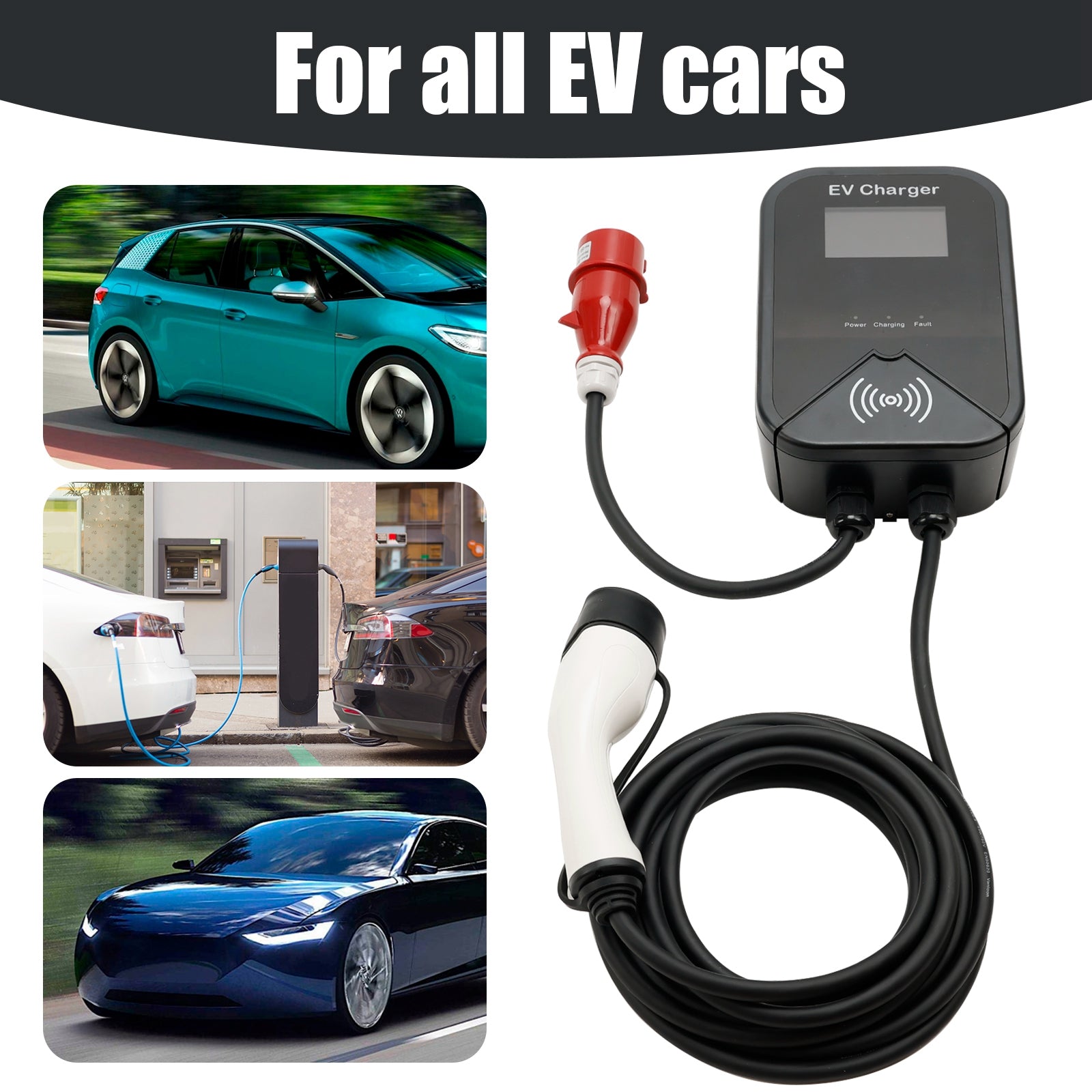 EV Charger Type 2 22KW Home Charging Station 32A Wallbox 7m Charging Cable With Charger Holder APP Control CEE 3-Phase Plug For All EV and PHEVs
