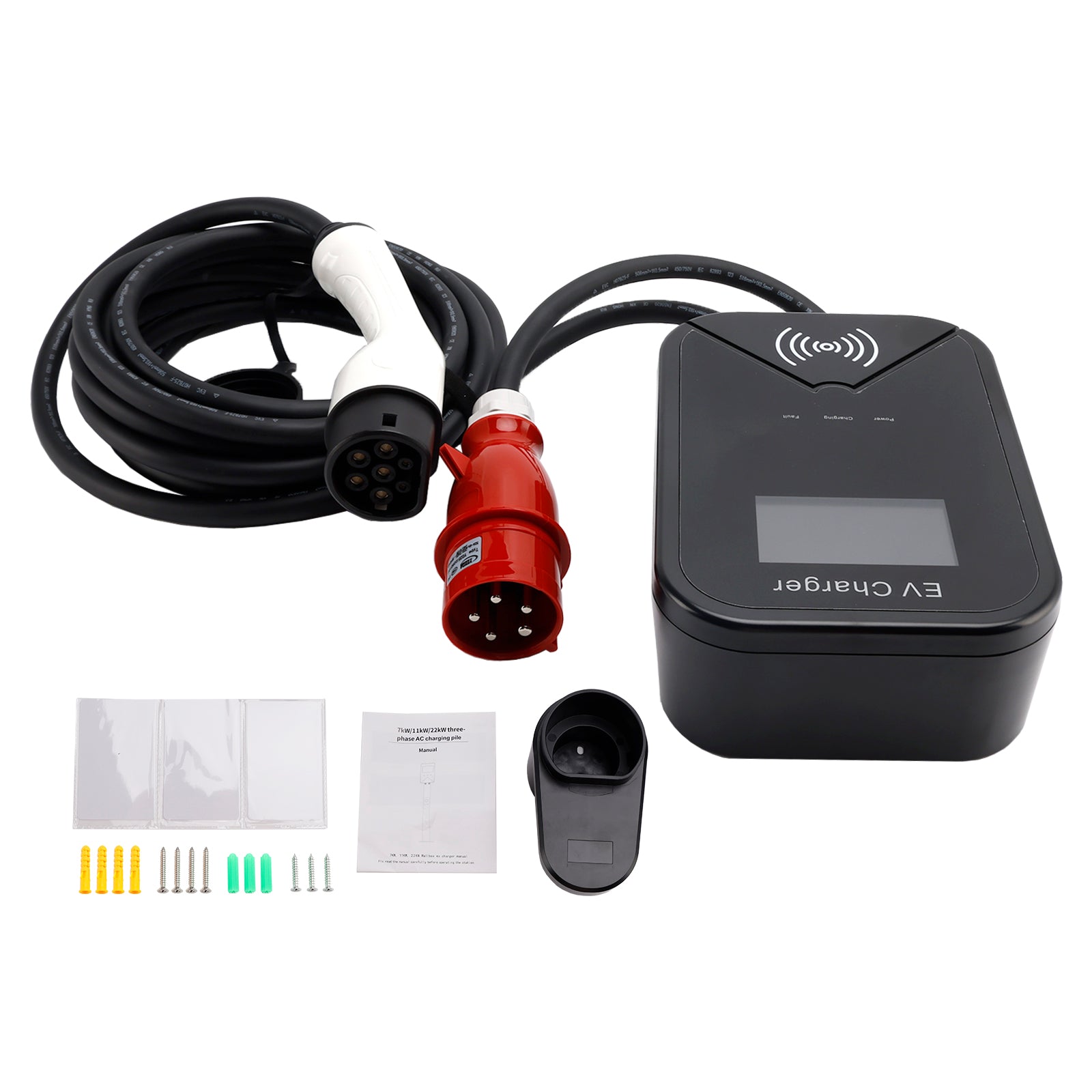 Cargador EV, caja de pared de carga, unidad de enchufe rápido EV WallBox 32A 22KW Type2 IP65