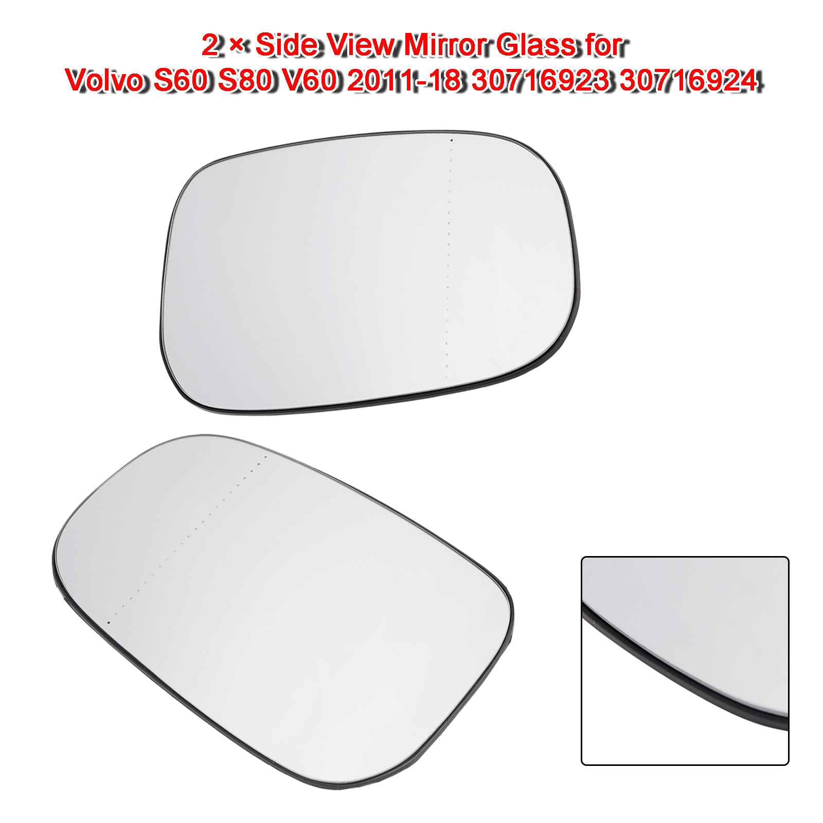 2013-2019 Volvo V40 2x Side View Mirror Glass 30716923 30716924