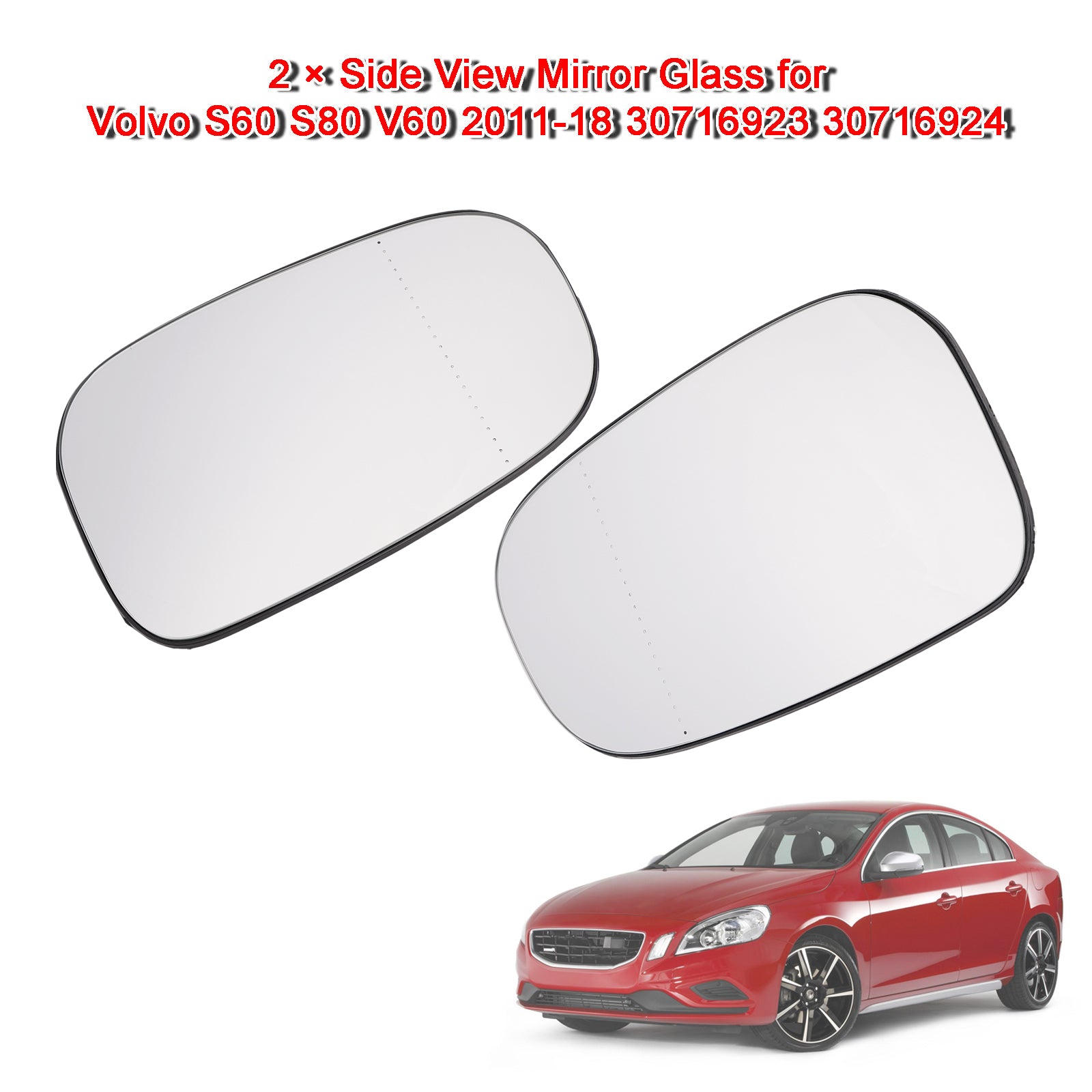 2013-2019 Volvo V40 2x Side View Mirror Glass 30716923 30716924